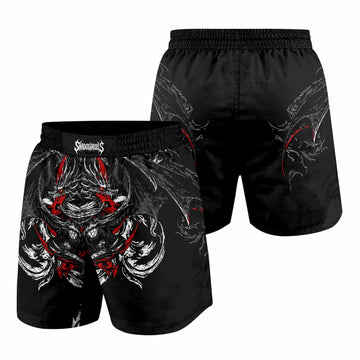Crimson Seraphim Grappling Shorts - front and back view