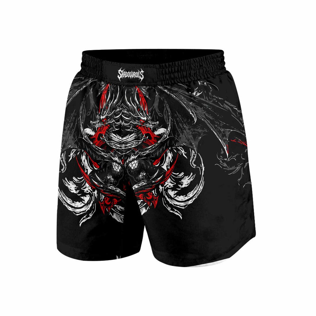 Crimson Seraphim Grappling Shorts - front and back view