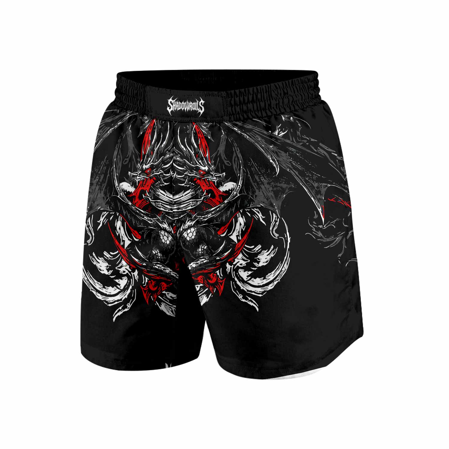Crimson Seraphim Grappling Shorts - front view mockup