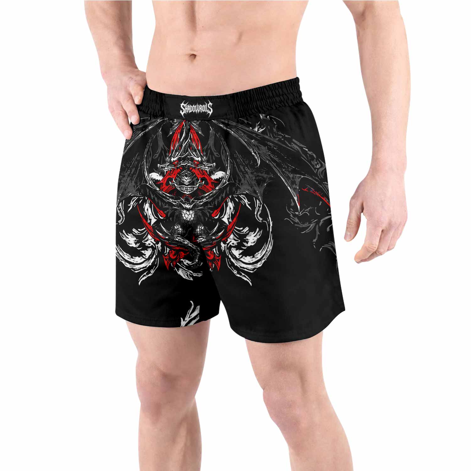 Crimson Seraphim Grappling Shorts - front view lifestyle