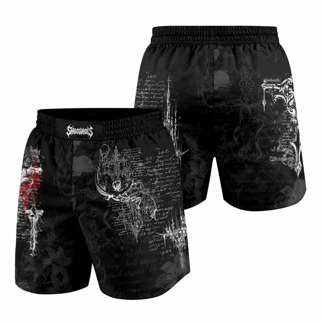 Born to Die Grappling Shorts - front and back view