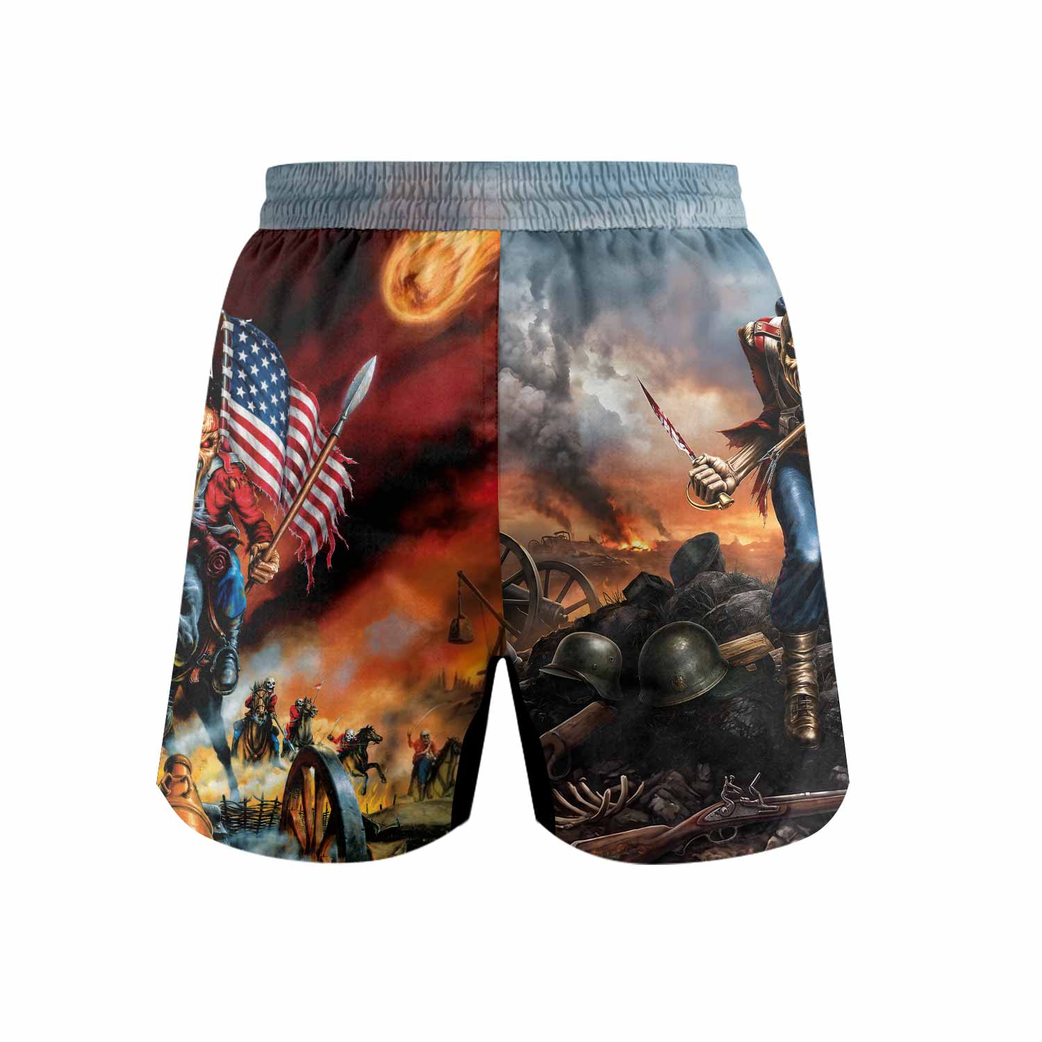 Iron Maiden American Flag Grappling Shorts - back view mockup