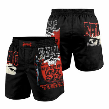 Danzig Deth Red Sabaoth Grappling Shorts - front and back view
