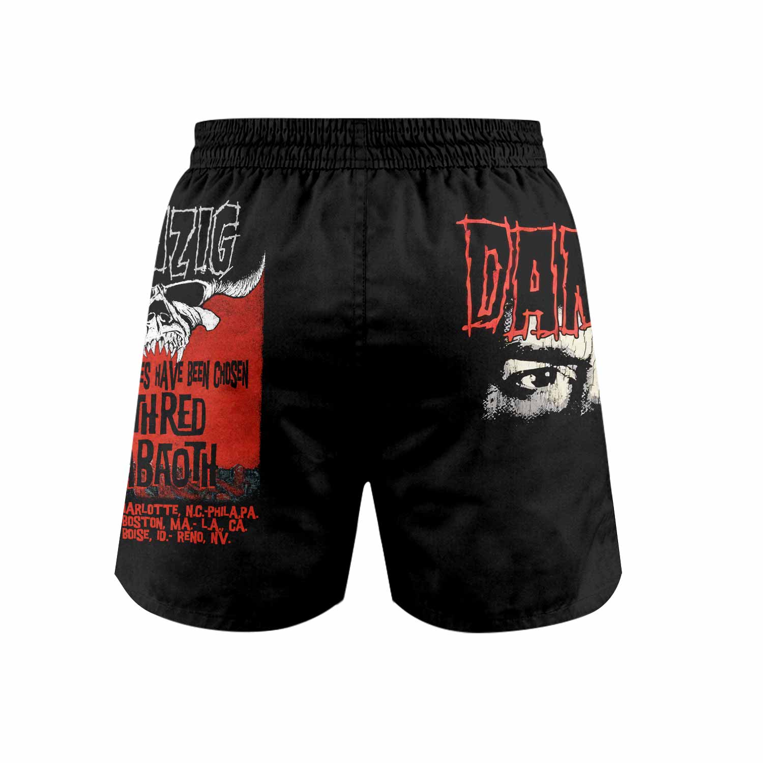 Danzig Deth Red Sabaoth Grappling Shorts - back view mockup
