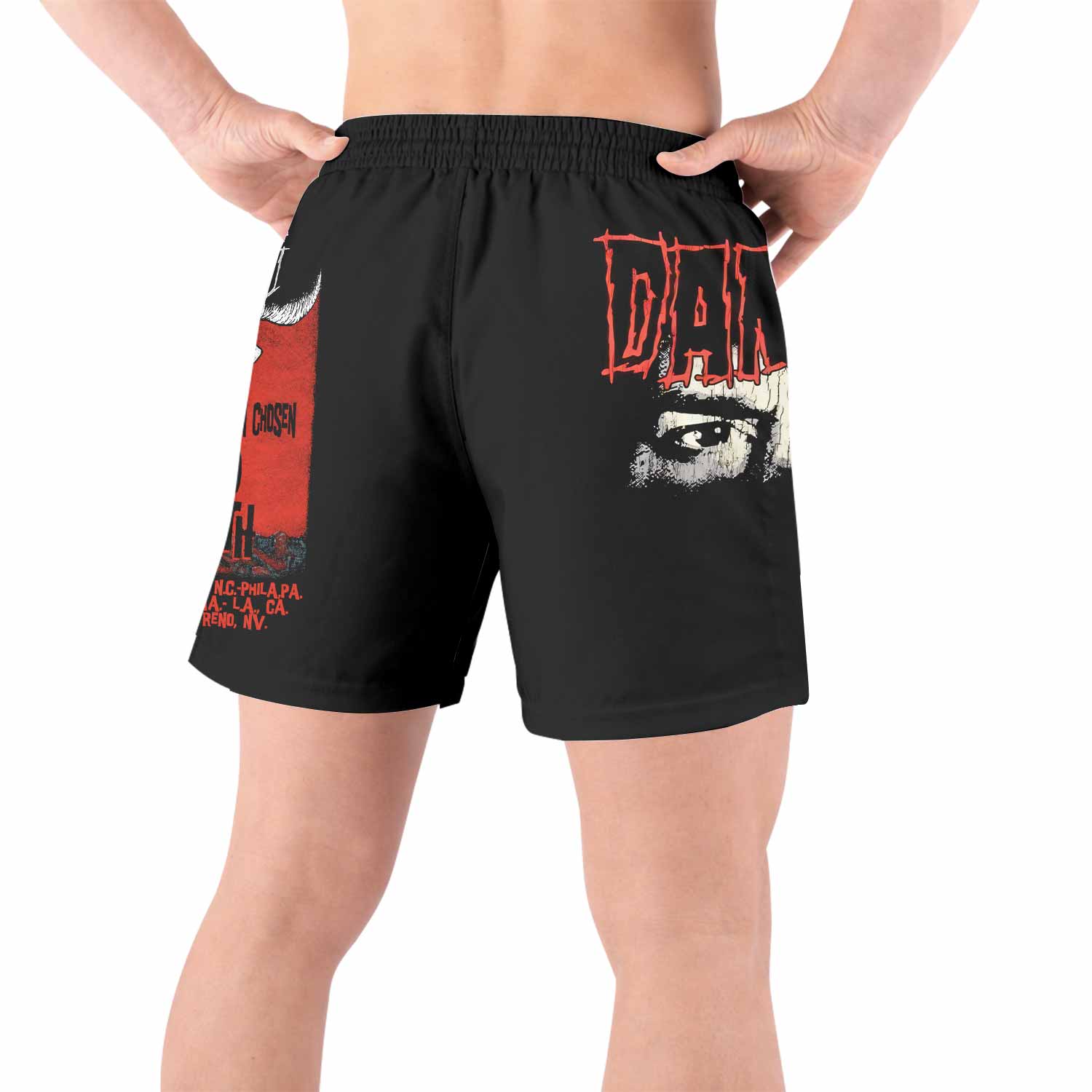 Danzig Deth Red Sabaoth Grappling Shorts - back view lifestyle