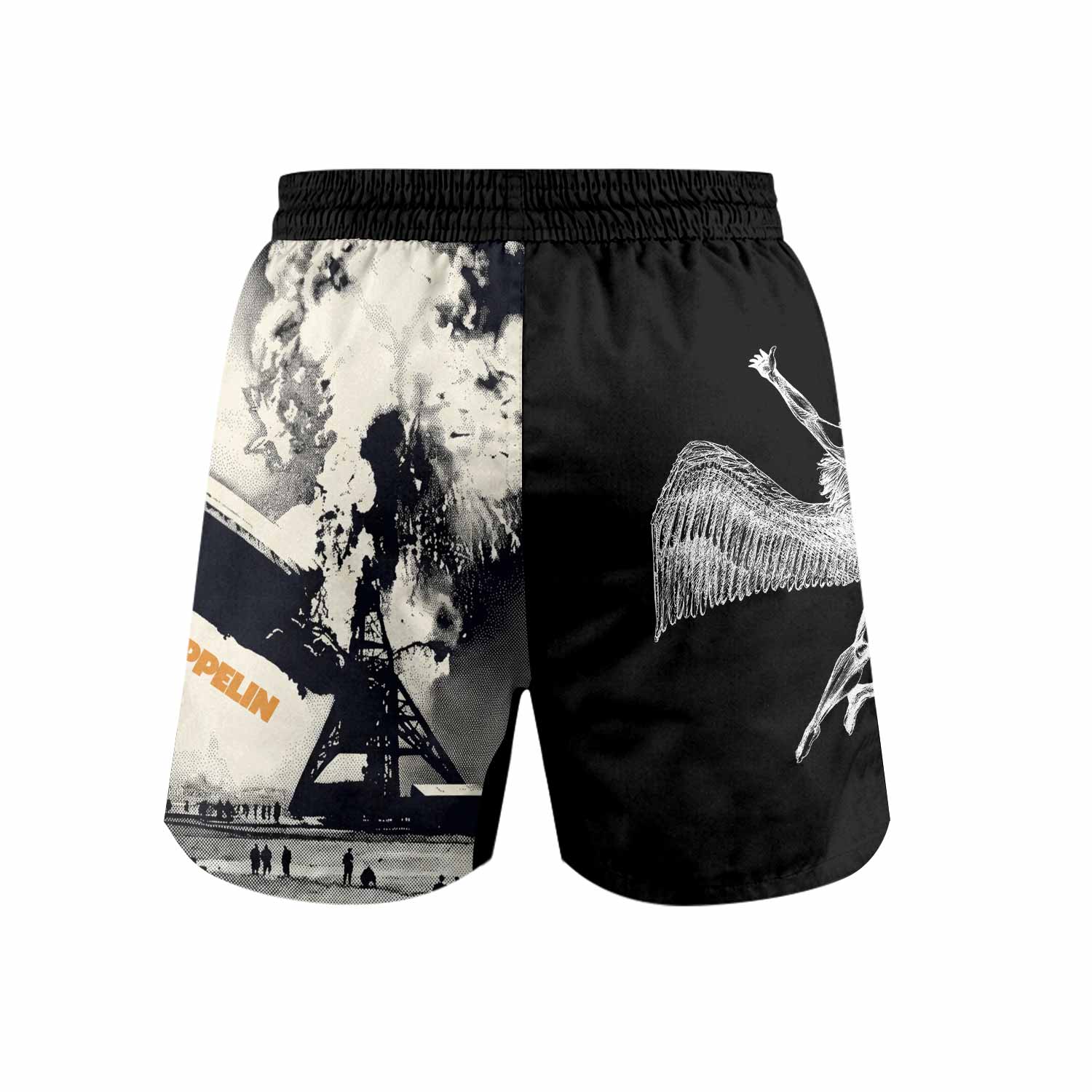 Led Zeppelin Grappling Shorts - back view mockup