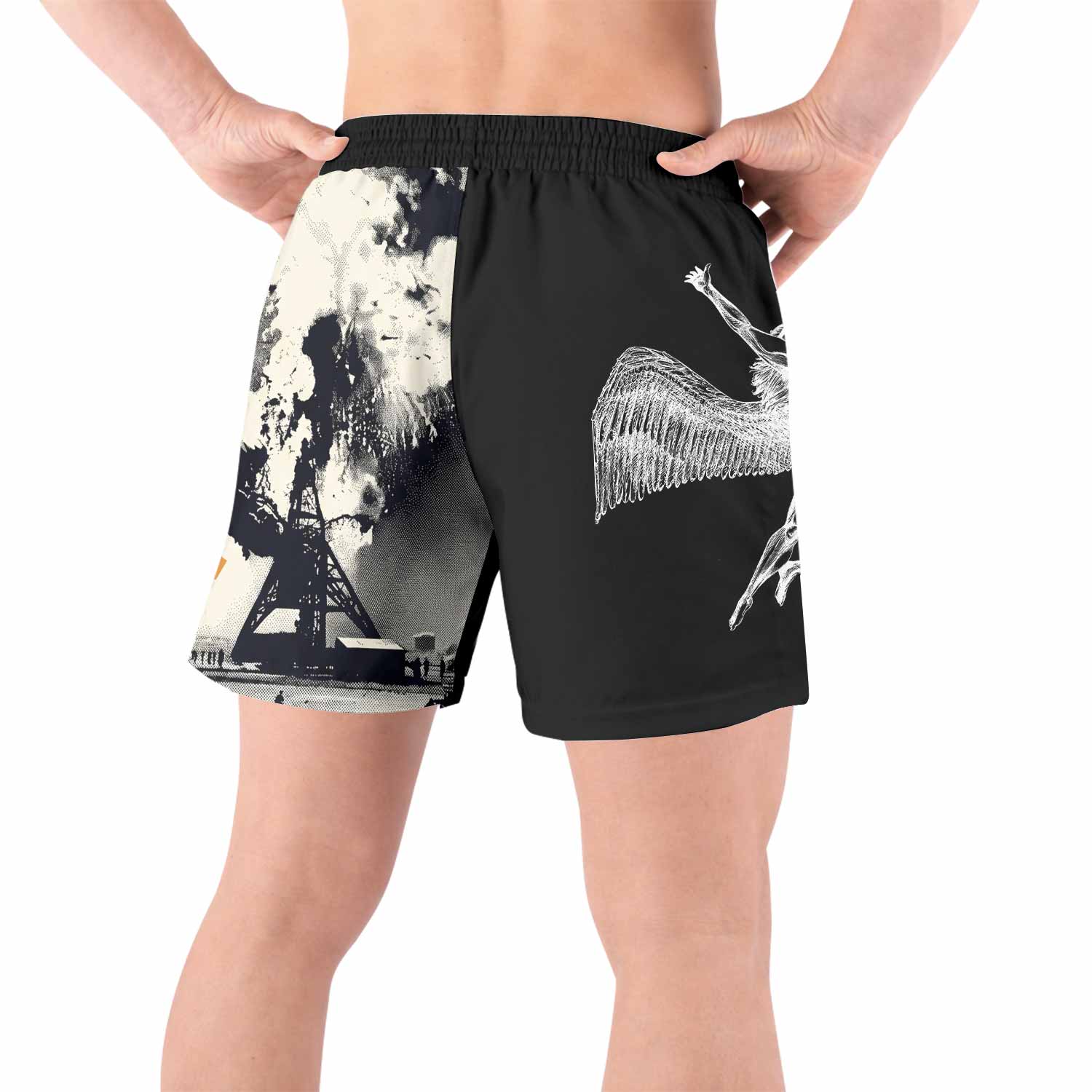 Led Zeppelin Grappling Shorts - back view lifestyle