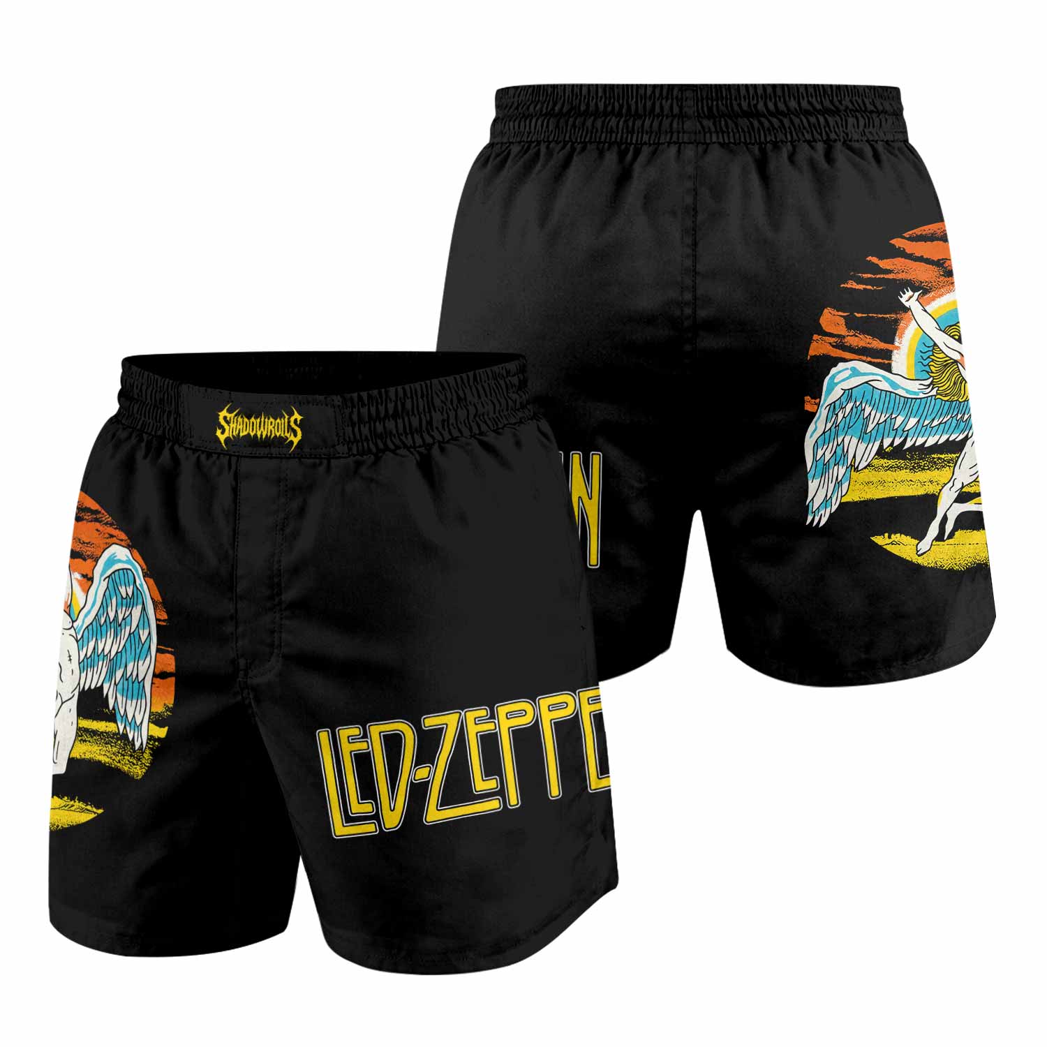 Led Zeppelin North American Tour 1975 Grappling Shorts - front and back view