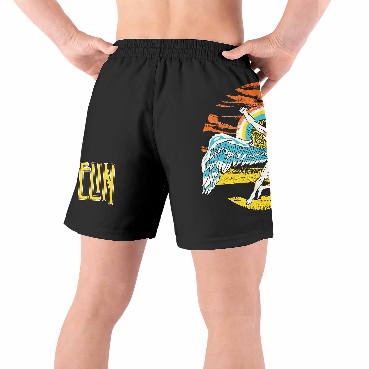 Led Zeppelin North American Tour 1975 Grappling Shorts - back view lifestyle