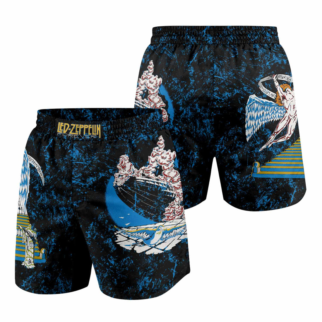 Led Zeppelin Swan Song Grappling Shorts - front and back view