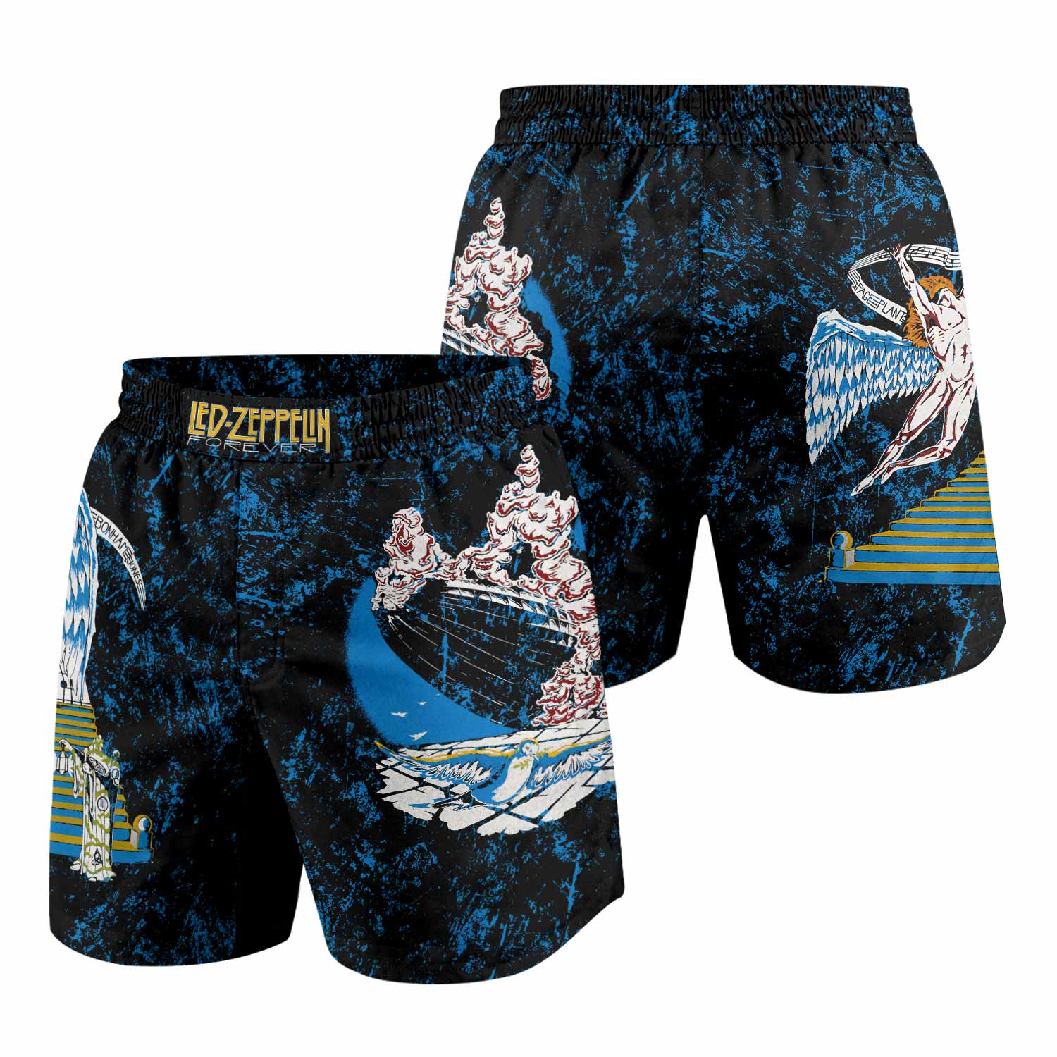 Led Zeppelin Swan Song Grappling Shorts - front and back view