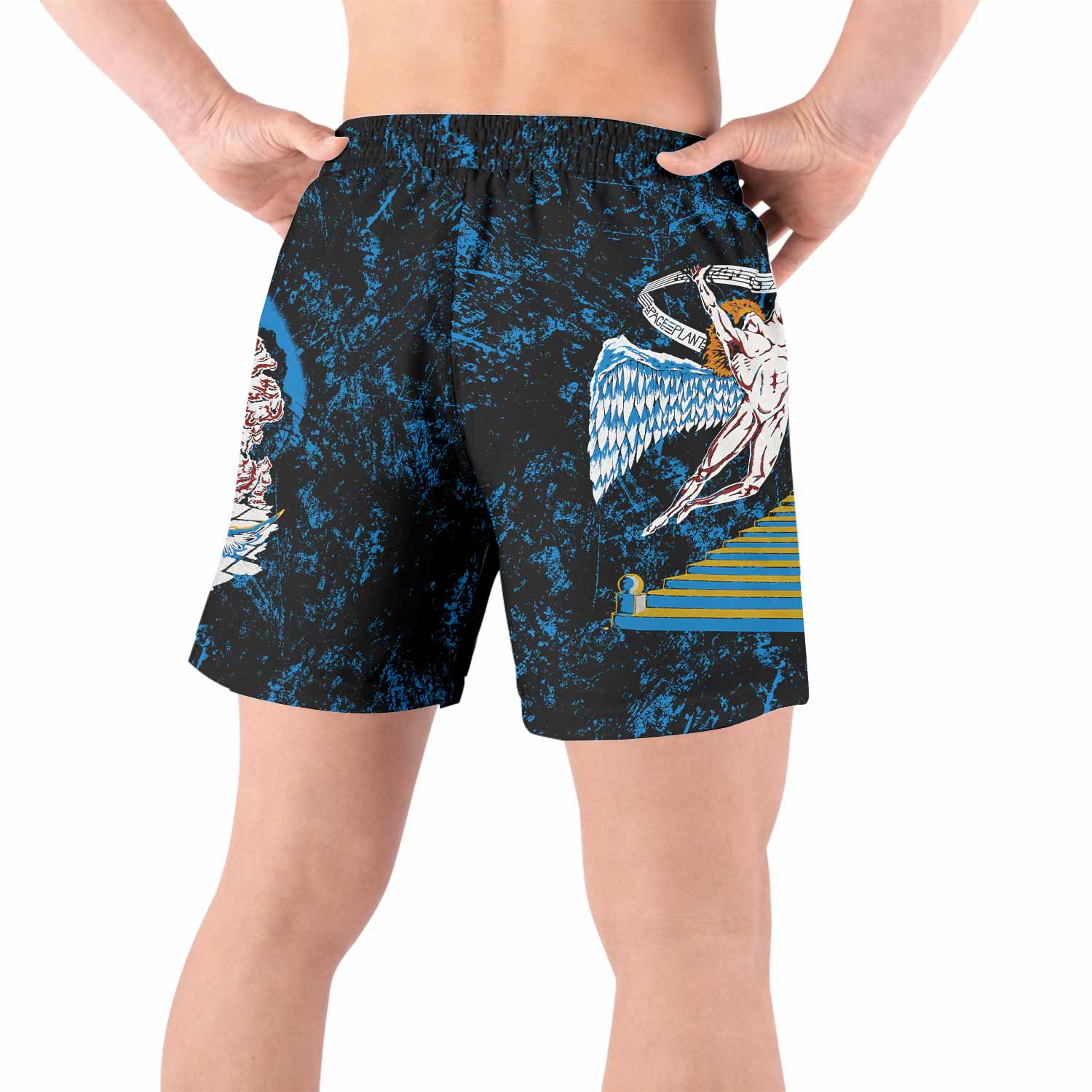 Led Zeppelin Swan Song Grappling Shorts - back view lifestyle