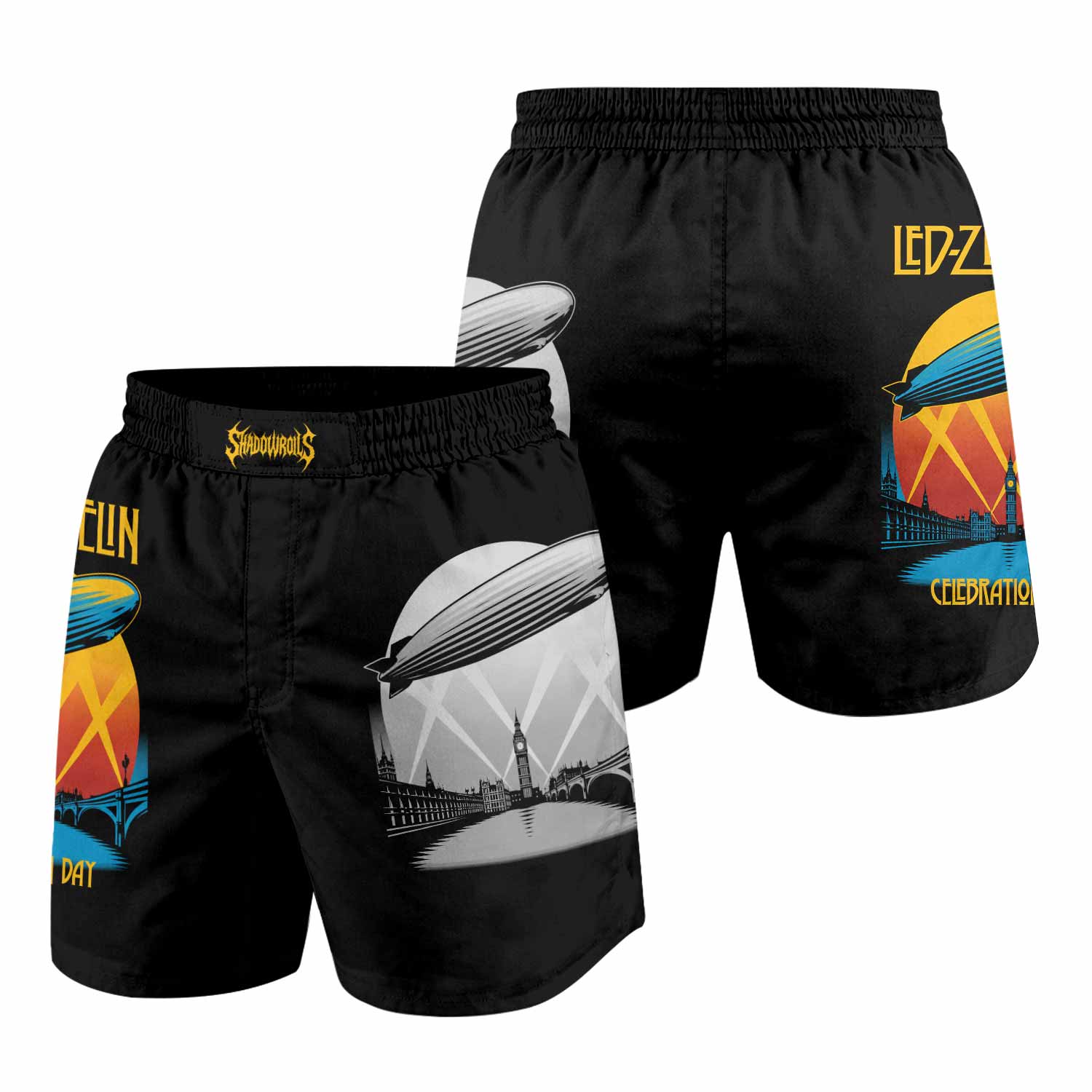 Led Zeppelin Celebration Day Grappling Shorts - front and back view