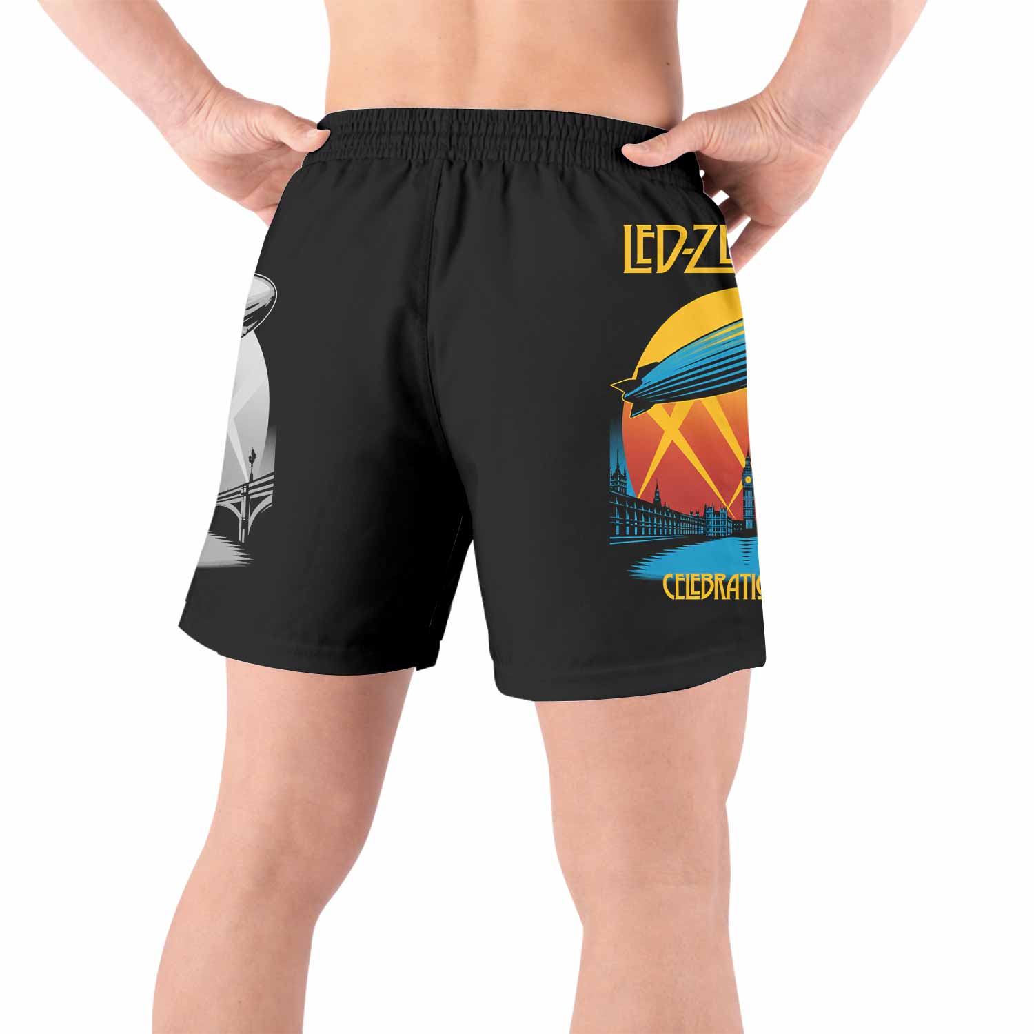 Led Zeppelin Celebration Day Grappling Shorts - back view lifestyle