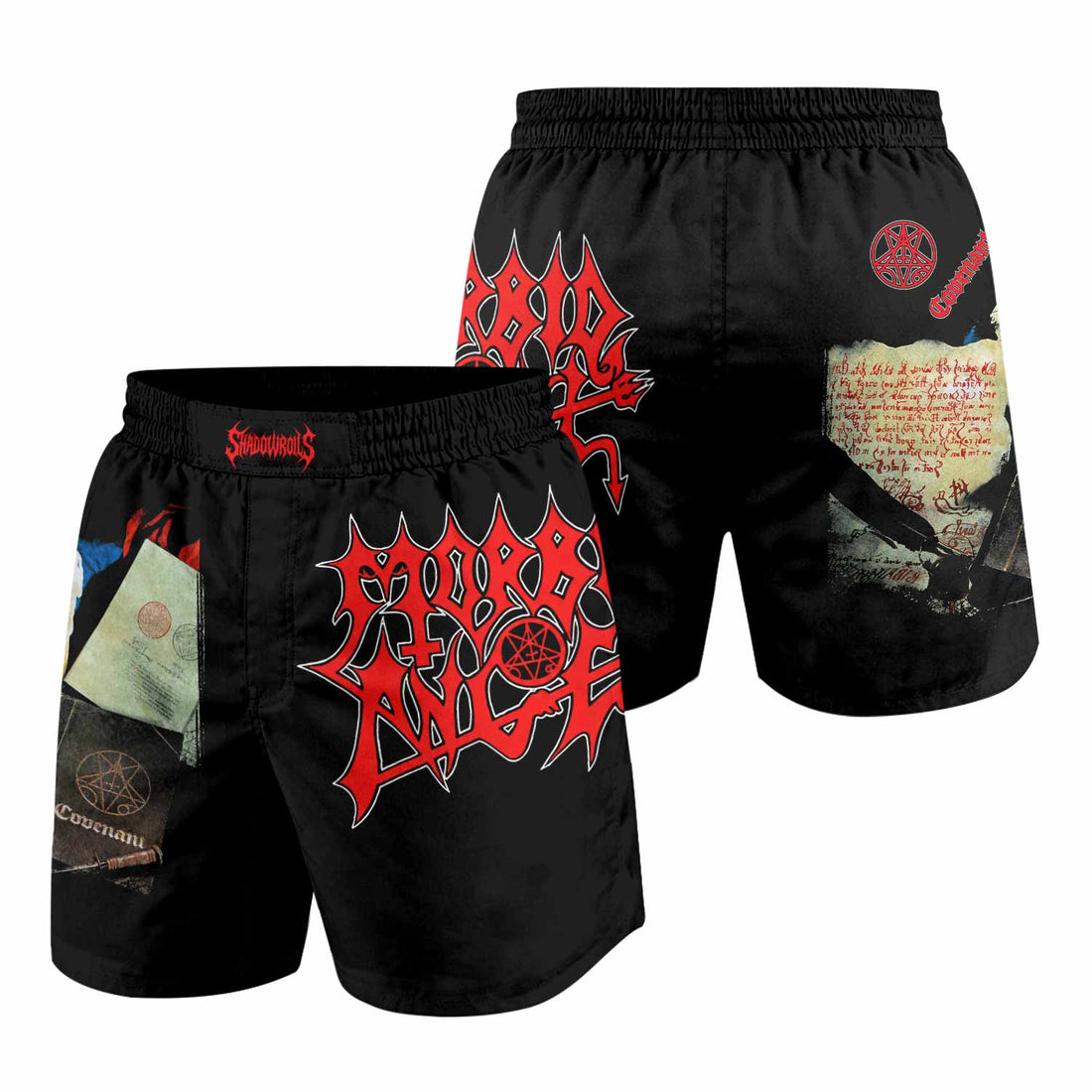 Morbid Angel Covenant Grappling Shorts - front and back view