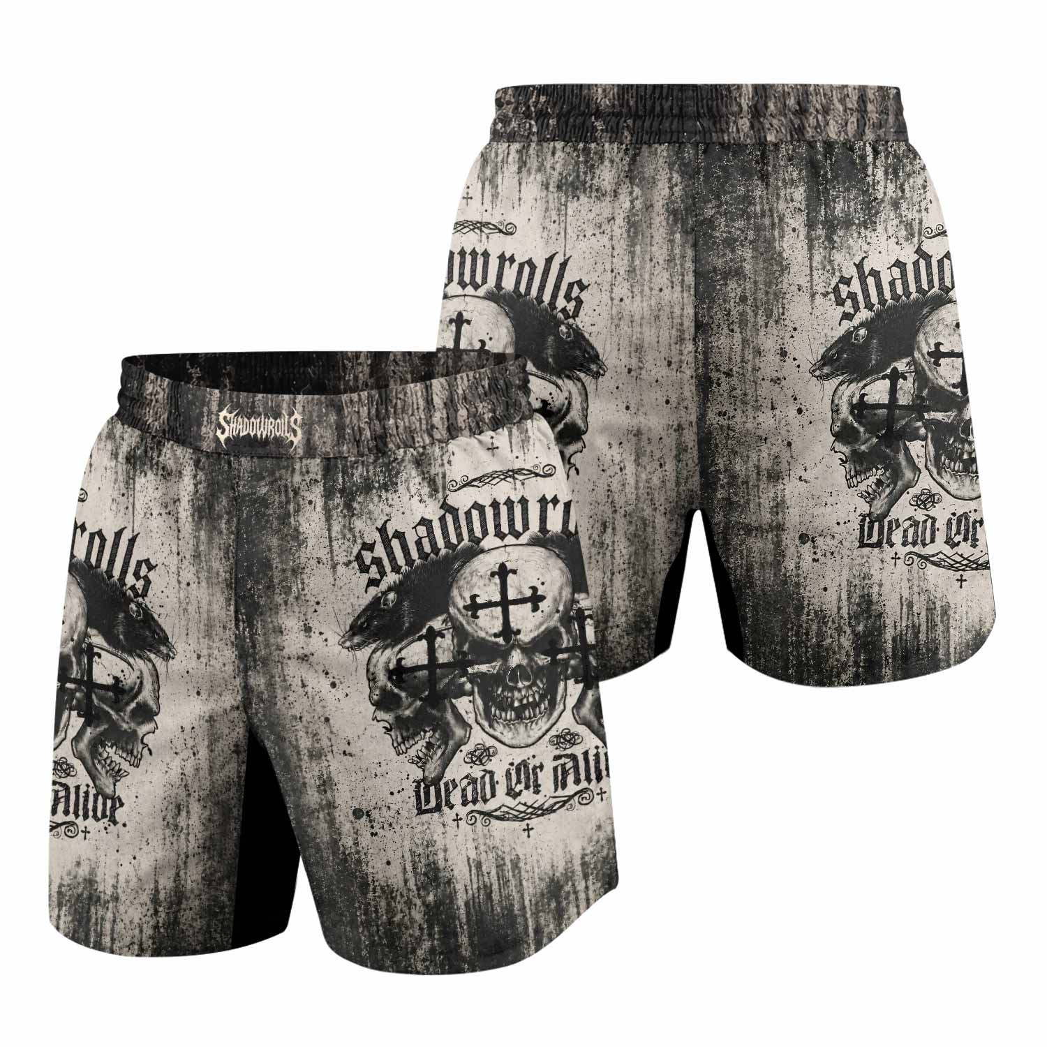 Shadowrolls Dead Or Alive Grappling Shorts - front and back view