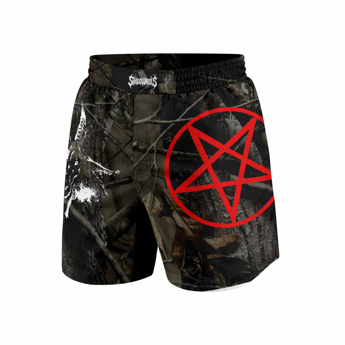 Bathory Sigil of Baphomet Grappling Shorts - front and back view