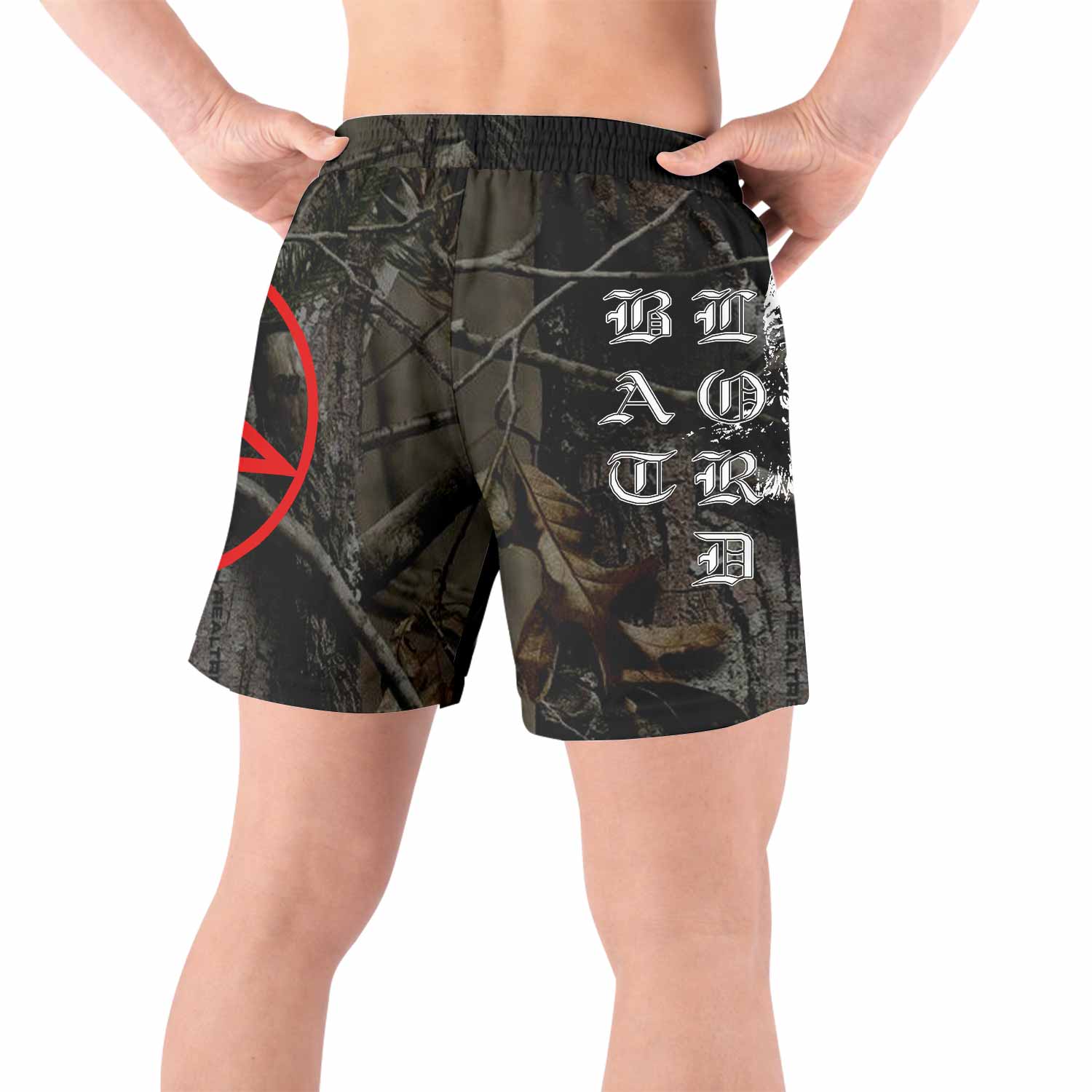 Bathory Sigil of Baphomet Grappling Shorts - back view lifestyle