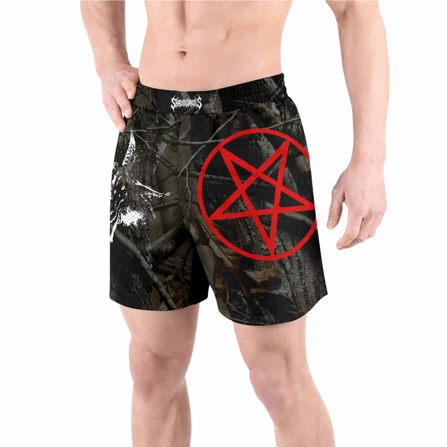 Bathory Sigil of Baphomet Grappling Shorts - front view lifestyle