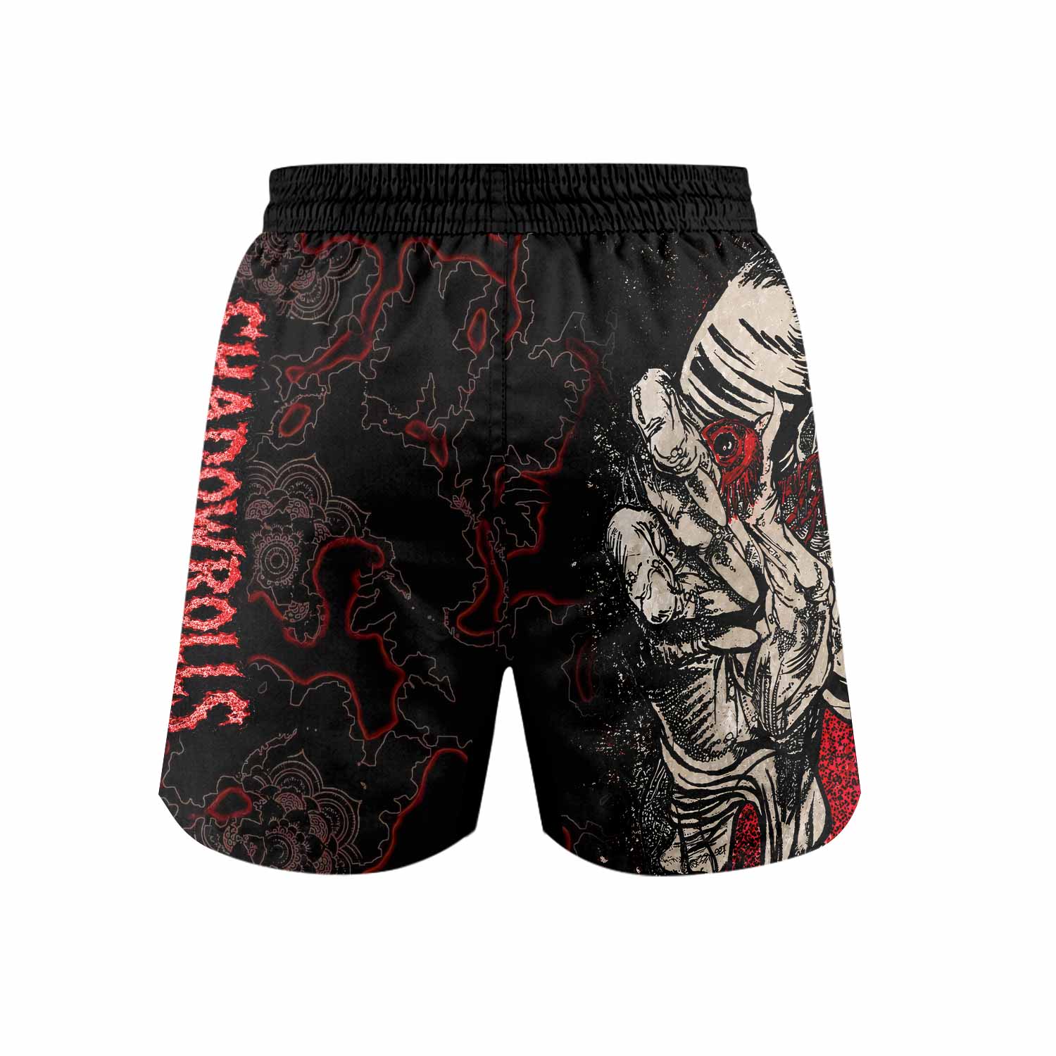 Crimson Hollow Skull Grappling Shorts - front view mockup