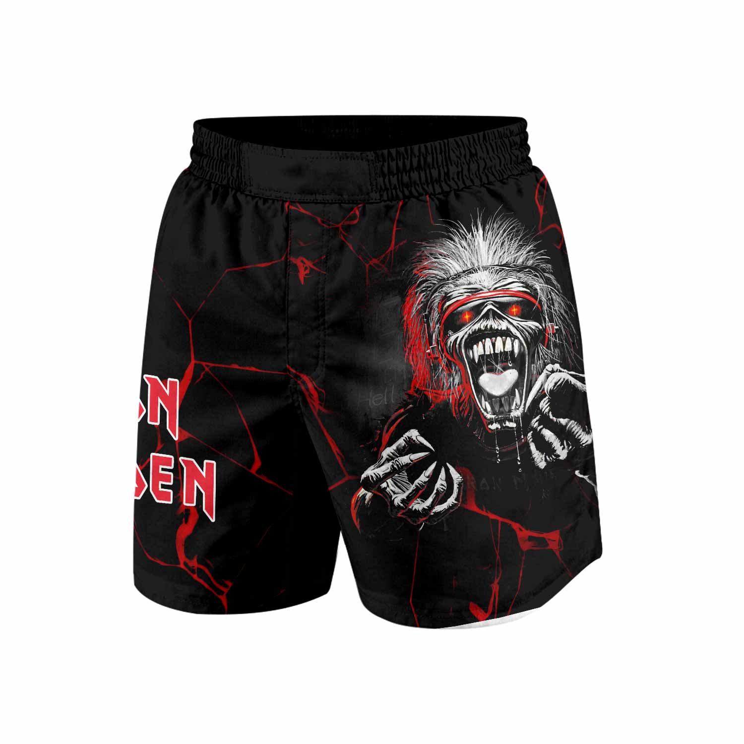 Iron Maiden A Real Dead One Grappling Shorts - front and back view