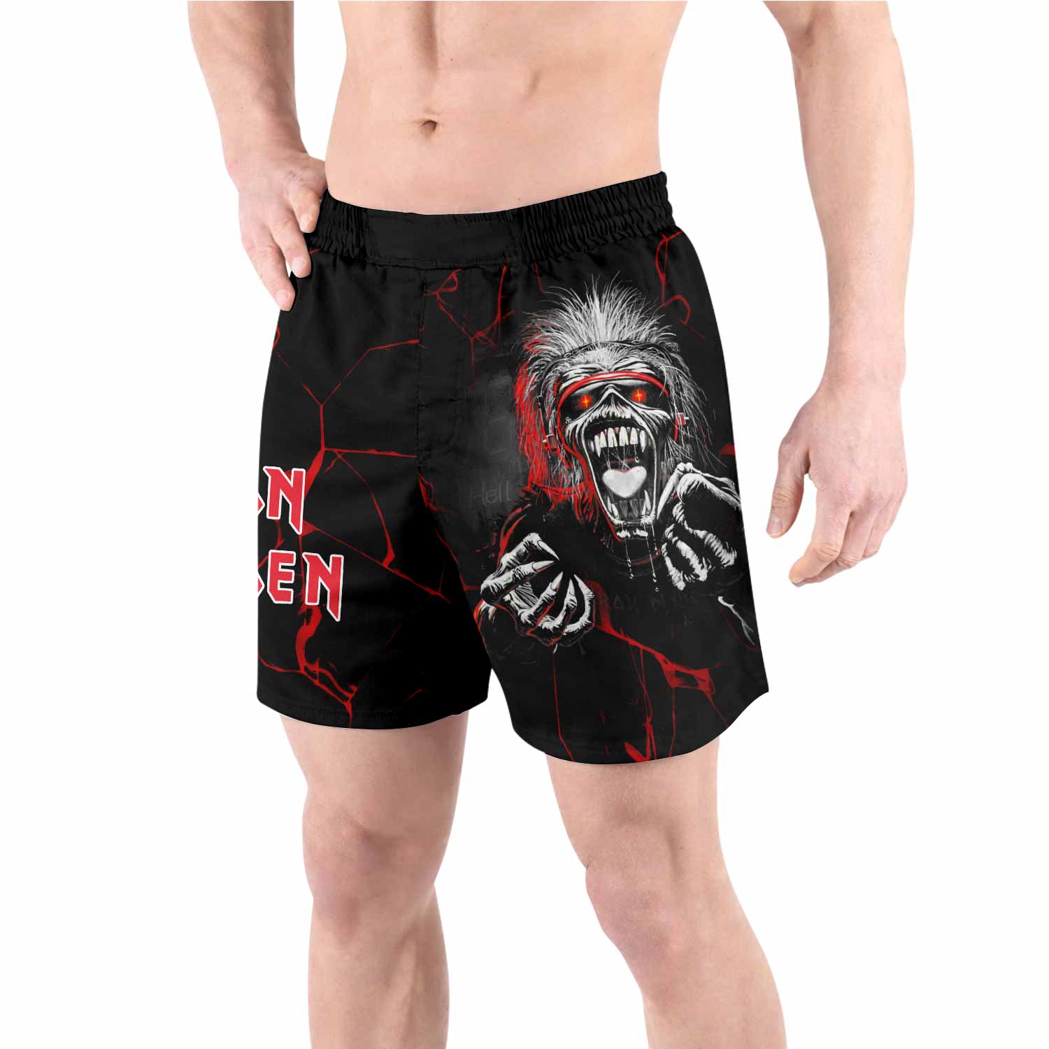 Iron Maiden A Real Dead One Grappling Shorts - back view lifestyle
