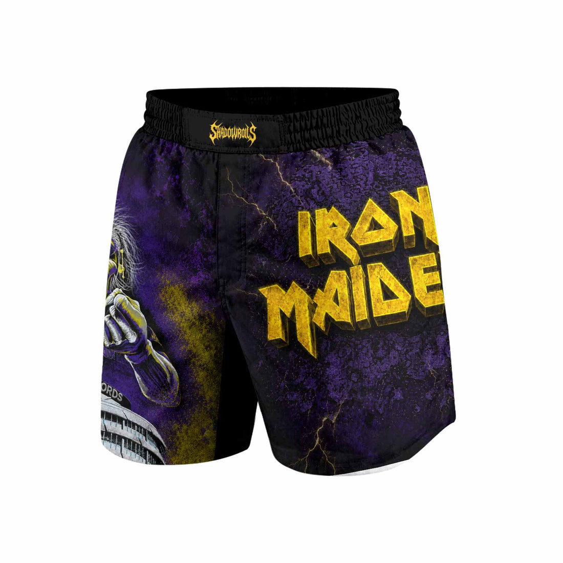 Iron Maiden Capitol Chaos Eddie Grappling Shorts - front and back view