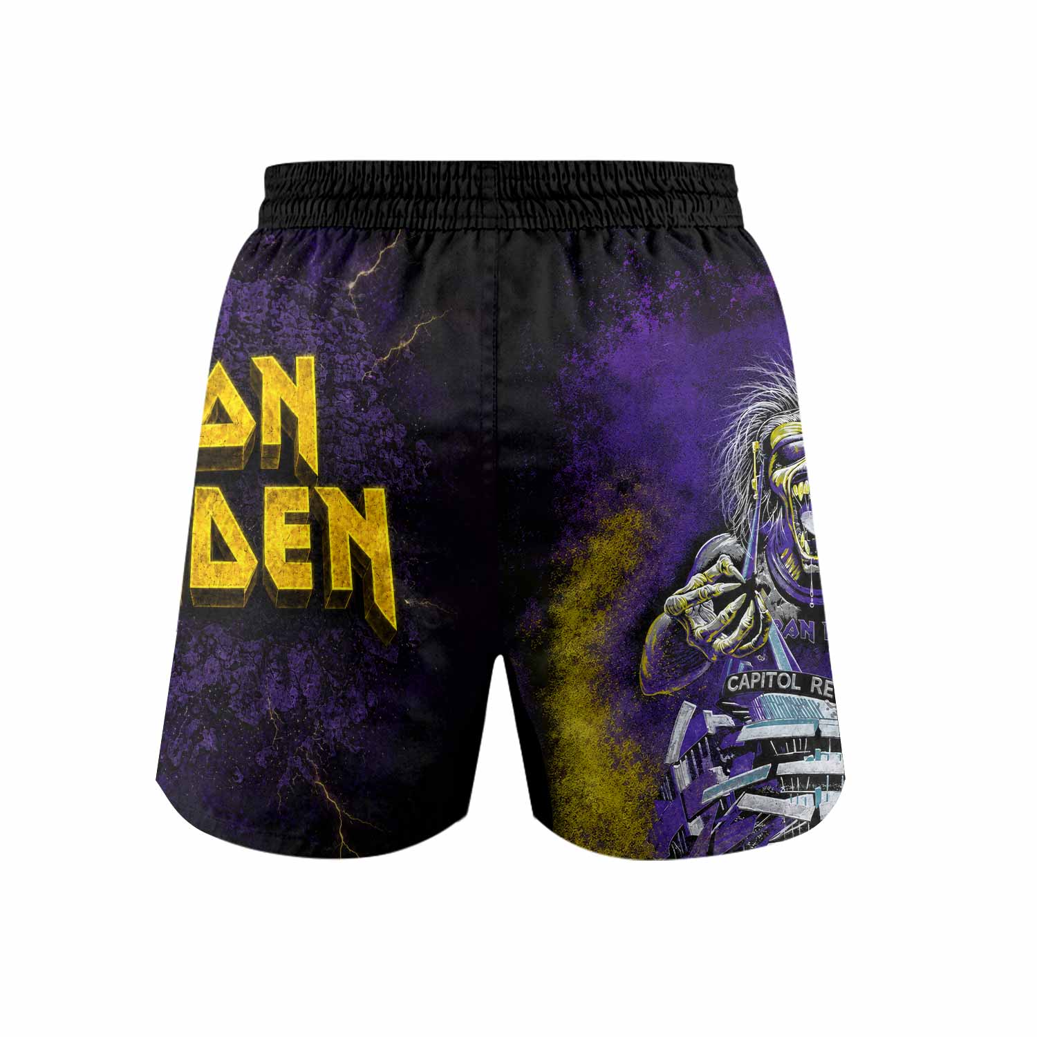 Iron Maiden Capitol Chaos Eddie Grappling Shorts - front view mockup