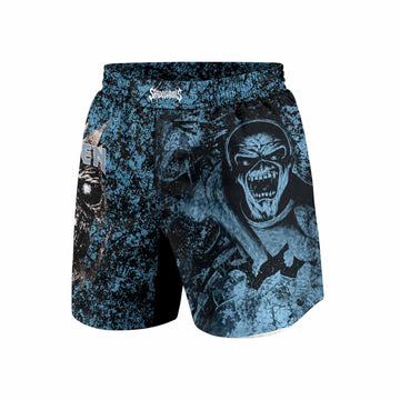 Iron Maiden Fear Reaper Eddie Grappling Shorts - front and back view