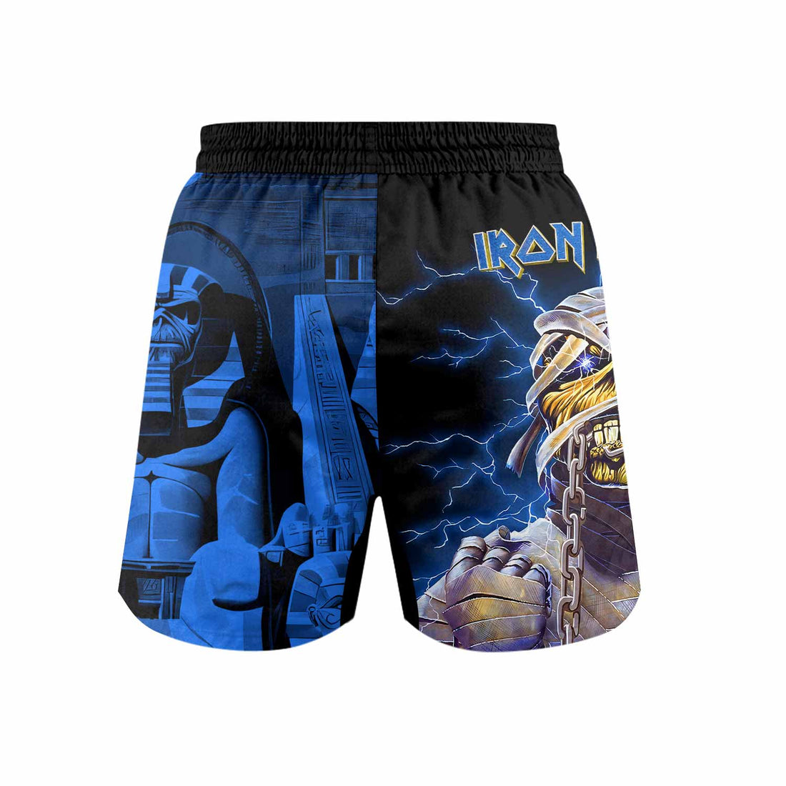 Iron Maiden Powerslave Mummy Eddie Grappling Shorts - front and back view