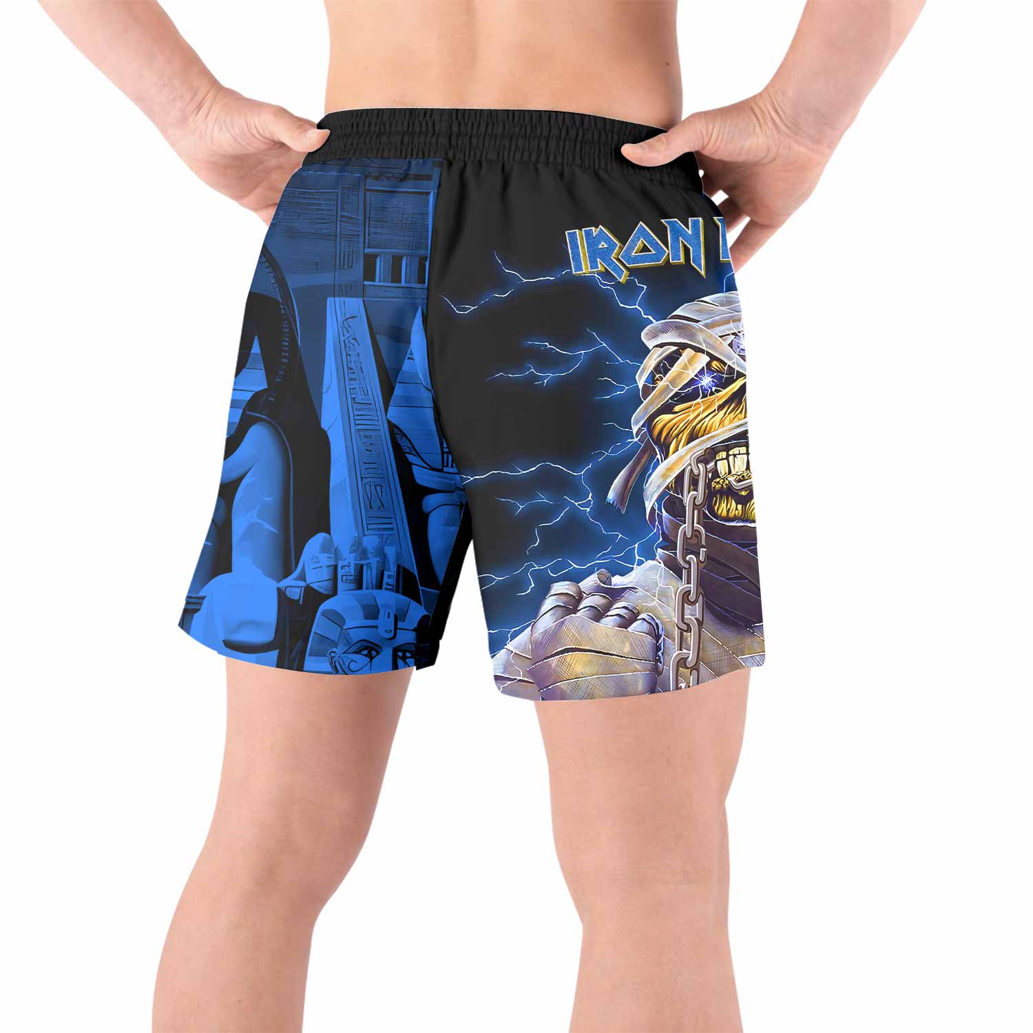 Iron Maiden Powerslave Mummy Eddie Grappling Shorts - front view lifestyle