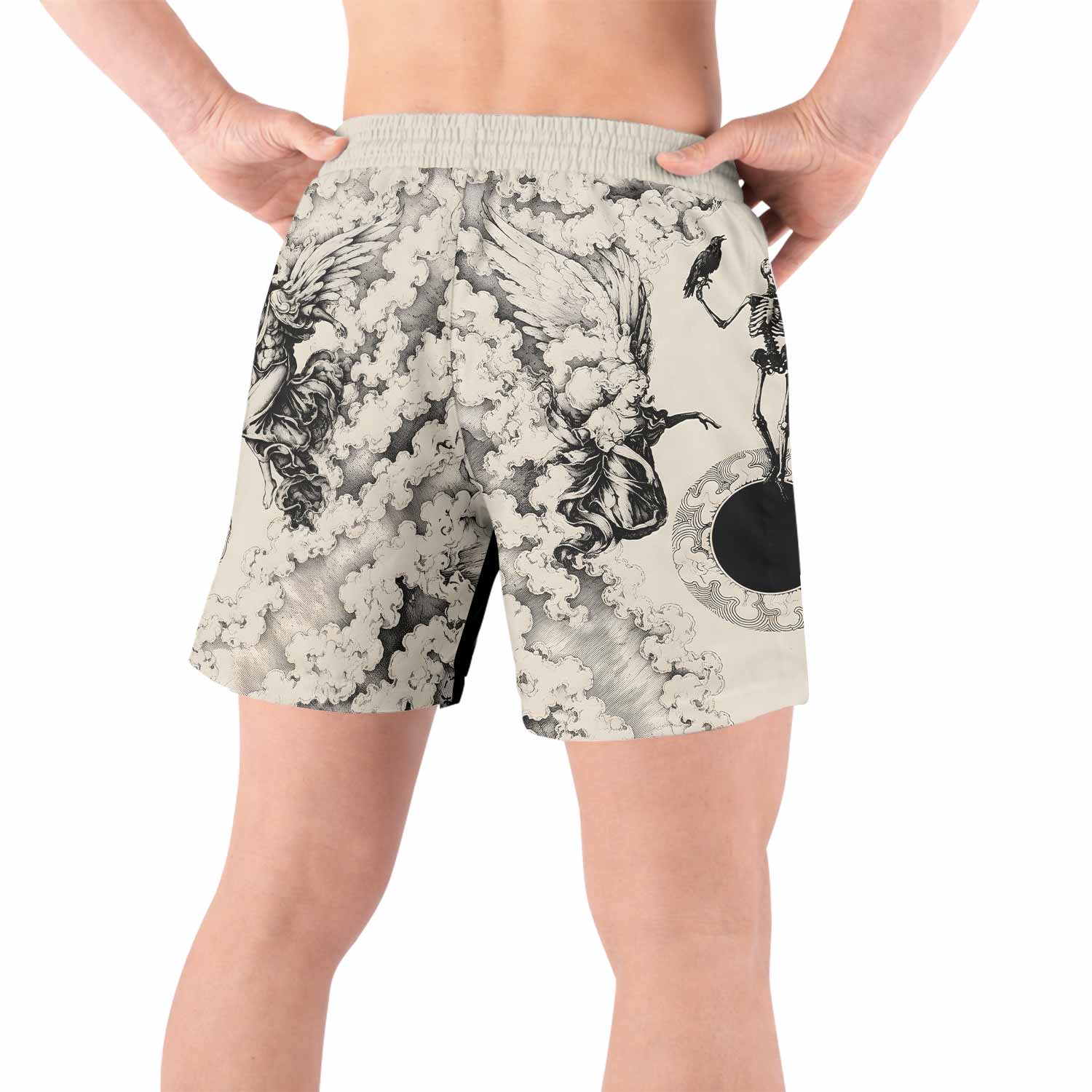 Celestial Memento Mori Grappling Shorts - front view lifestyle