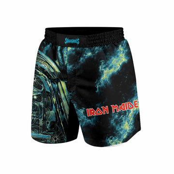 Iron Maiden Aces High Eddie Pilot Grappling Shorts - front and back view
