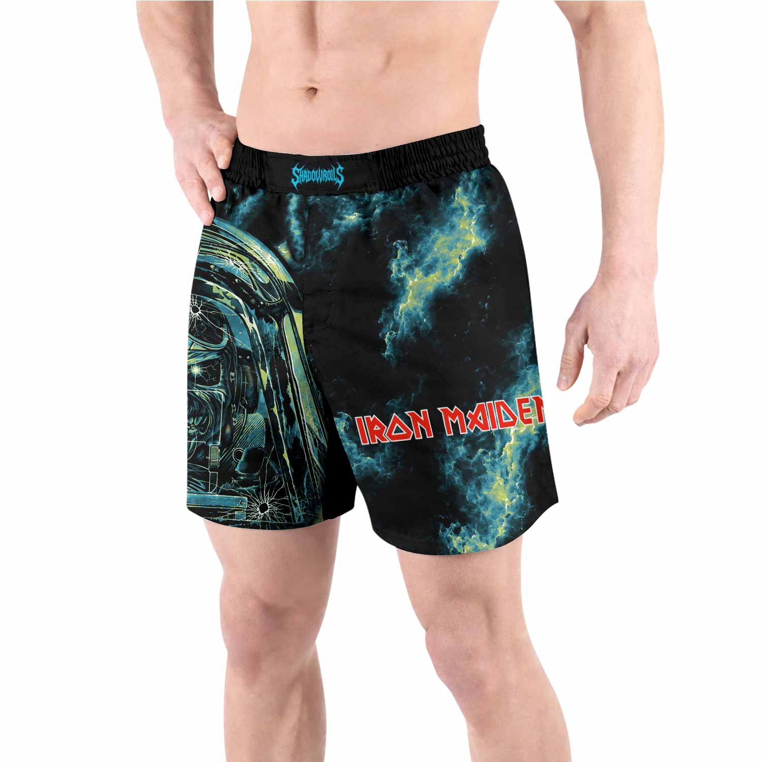 Iron Maiden Aces High Eddie Pilot Grappling Shorts - back view lifestyle
