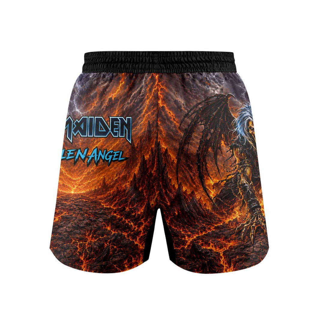 Iron Maiden The Fallen Angel Eddie Grappling Shorts - front and back view