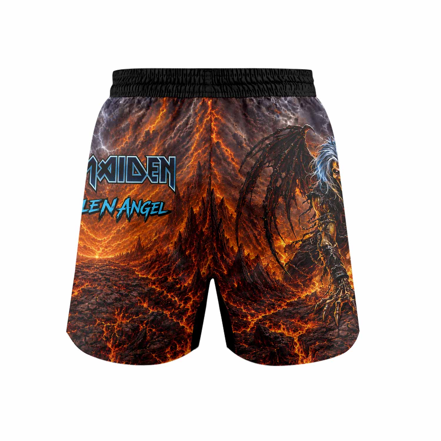 Iron Maiden The Fallen Angel Eddie Grappling Shorts - front view mockup
