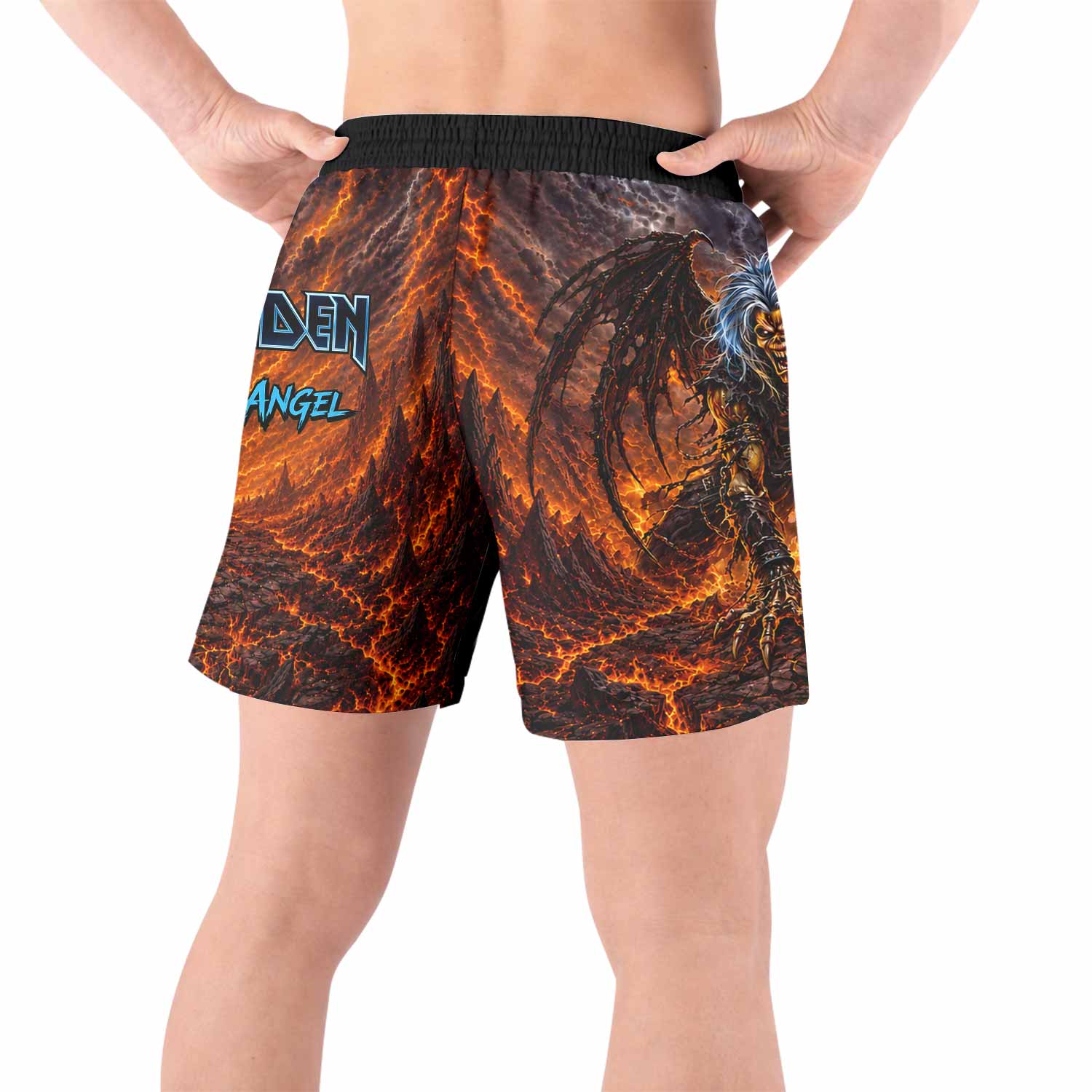 Iron Maiden The Fallen Angel Eddie Grappling Shorts - front view lifestyle