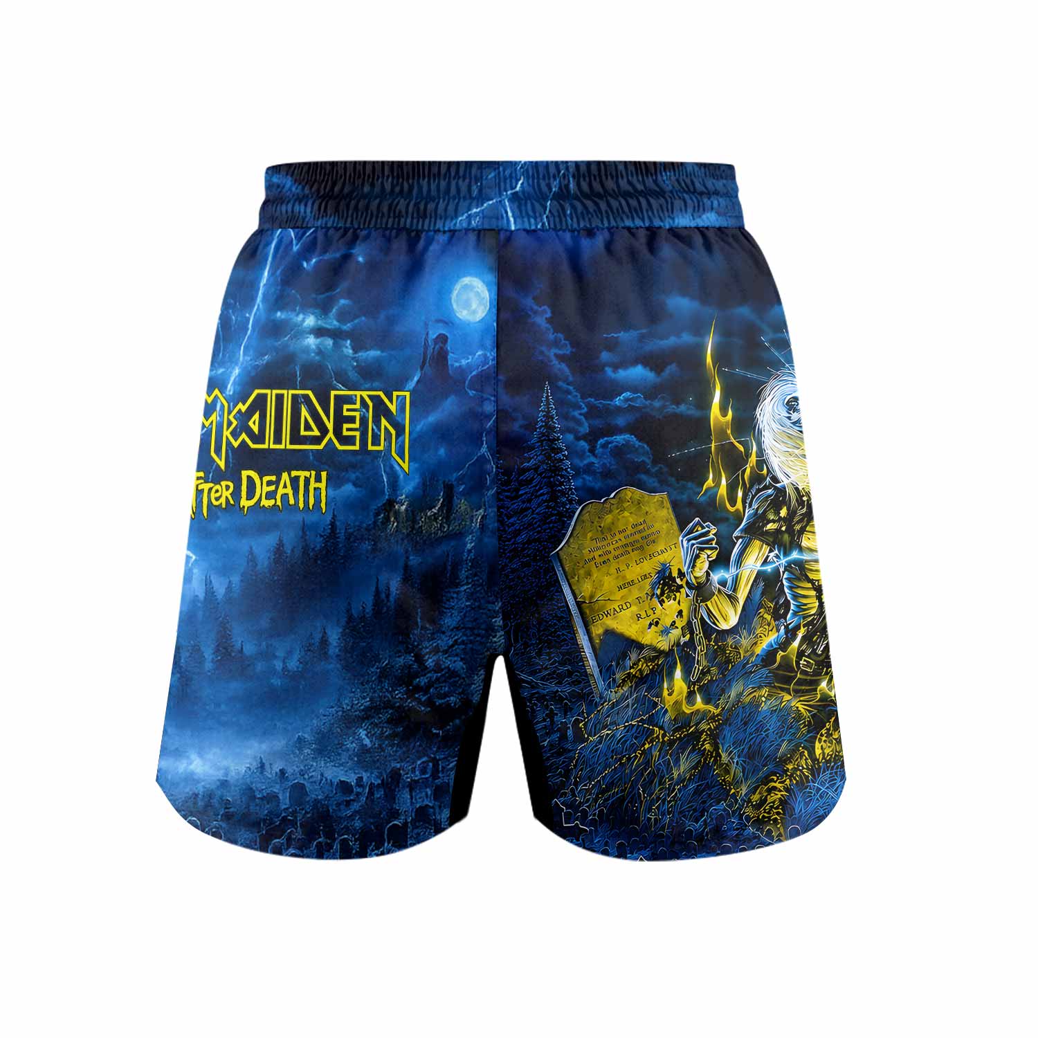 Iron Maiden Live After Death Eddie Grappling Shorts - front view mockup
