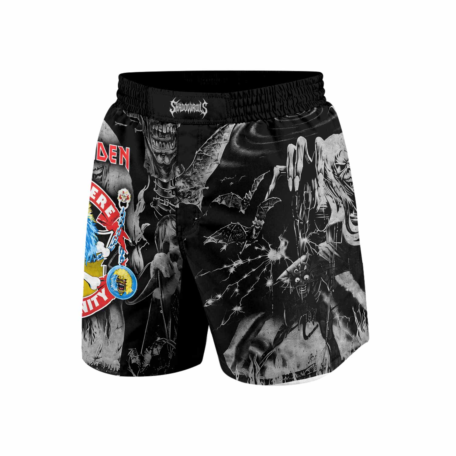 Iron Maiden From Here to Eternity Eddie Grappling Shorts - front and back view