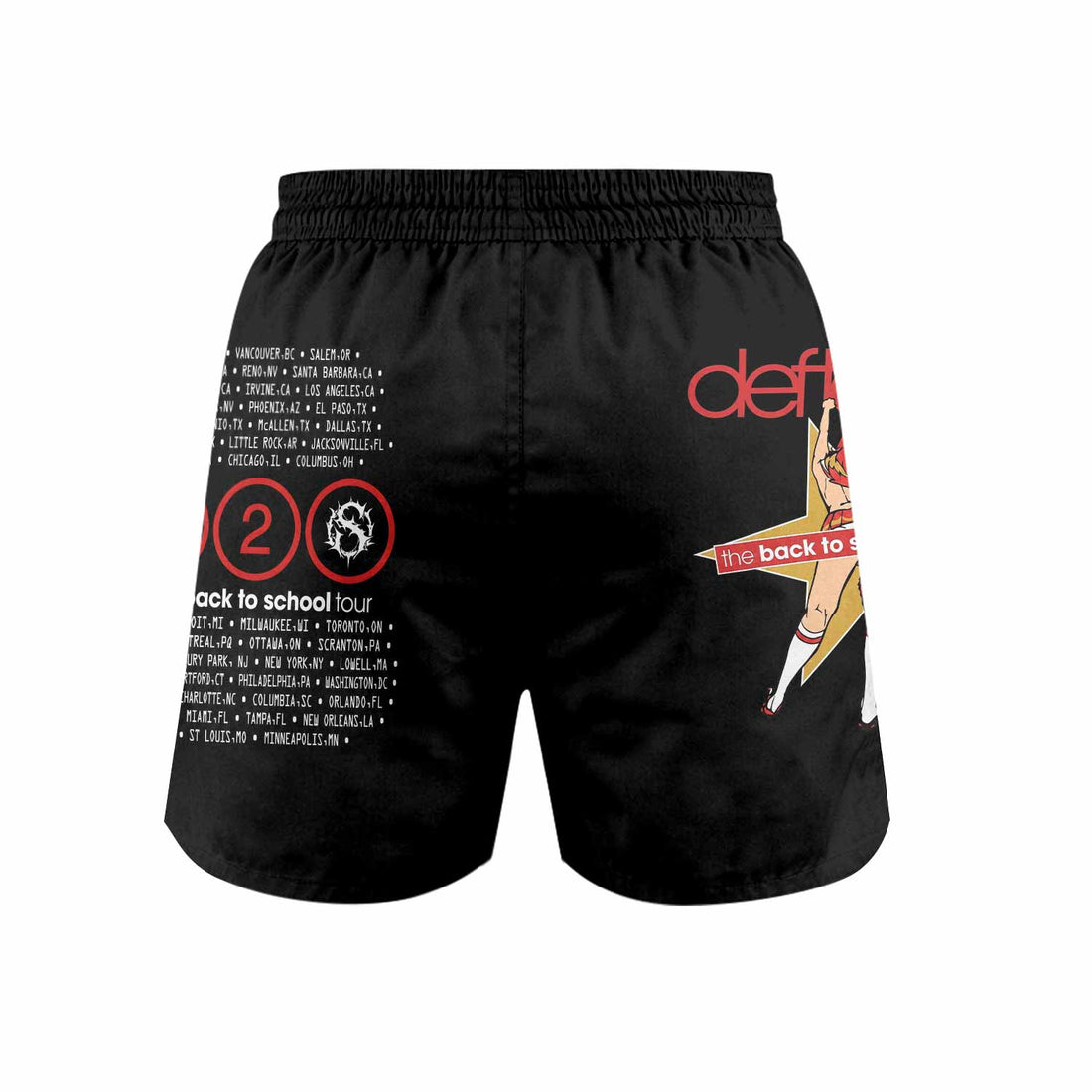 Deftones Back to School Tour Grappling Shorts - front and back view