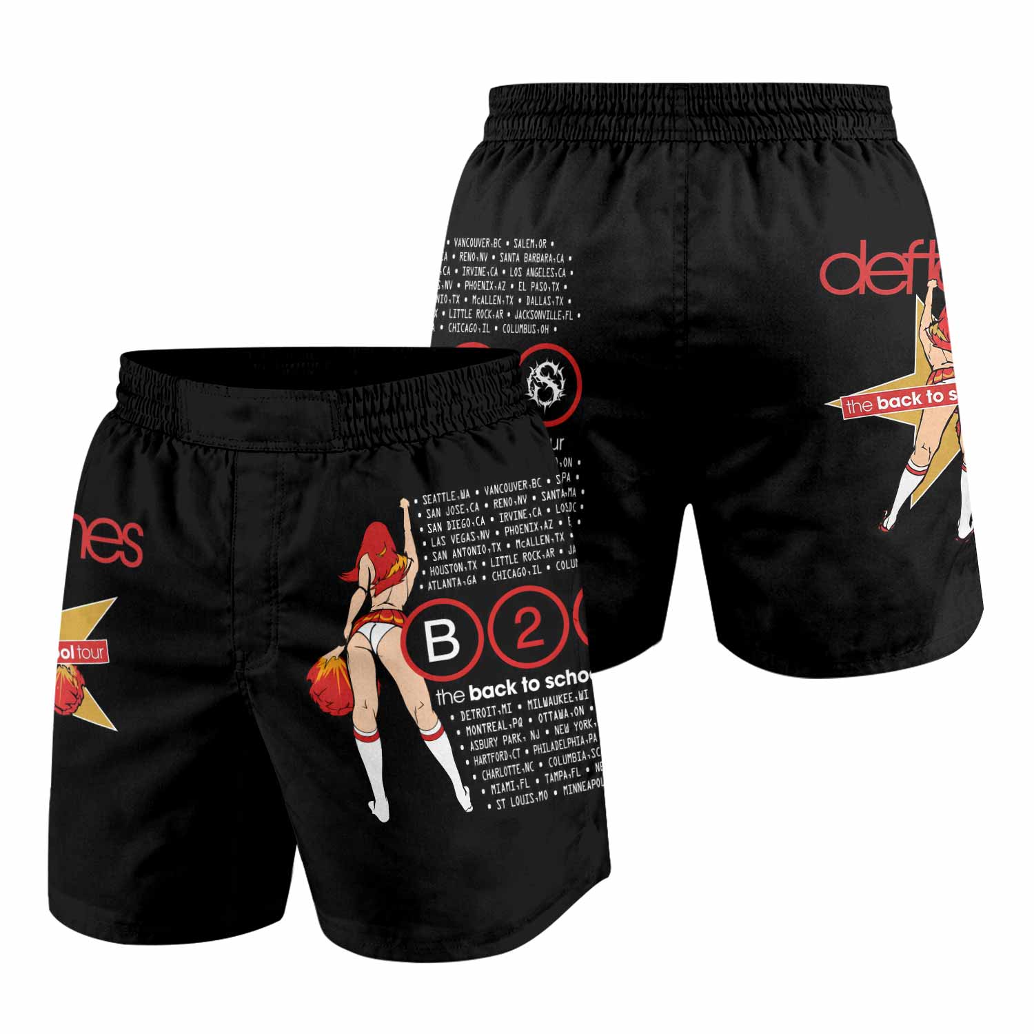 Deftones Back to School Tour Grappling Shorts - back view mockup