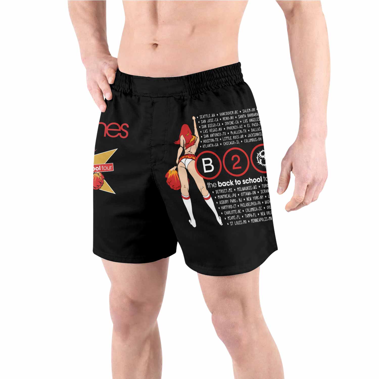Deftones Back to School Tour Grappling Shorts - back view lifestyle
