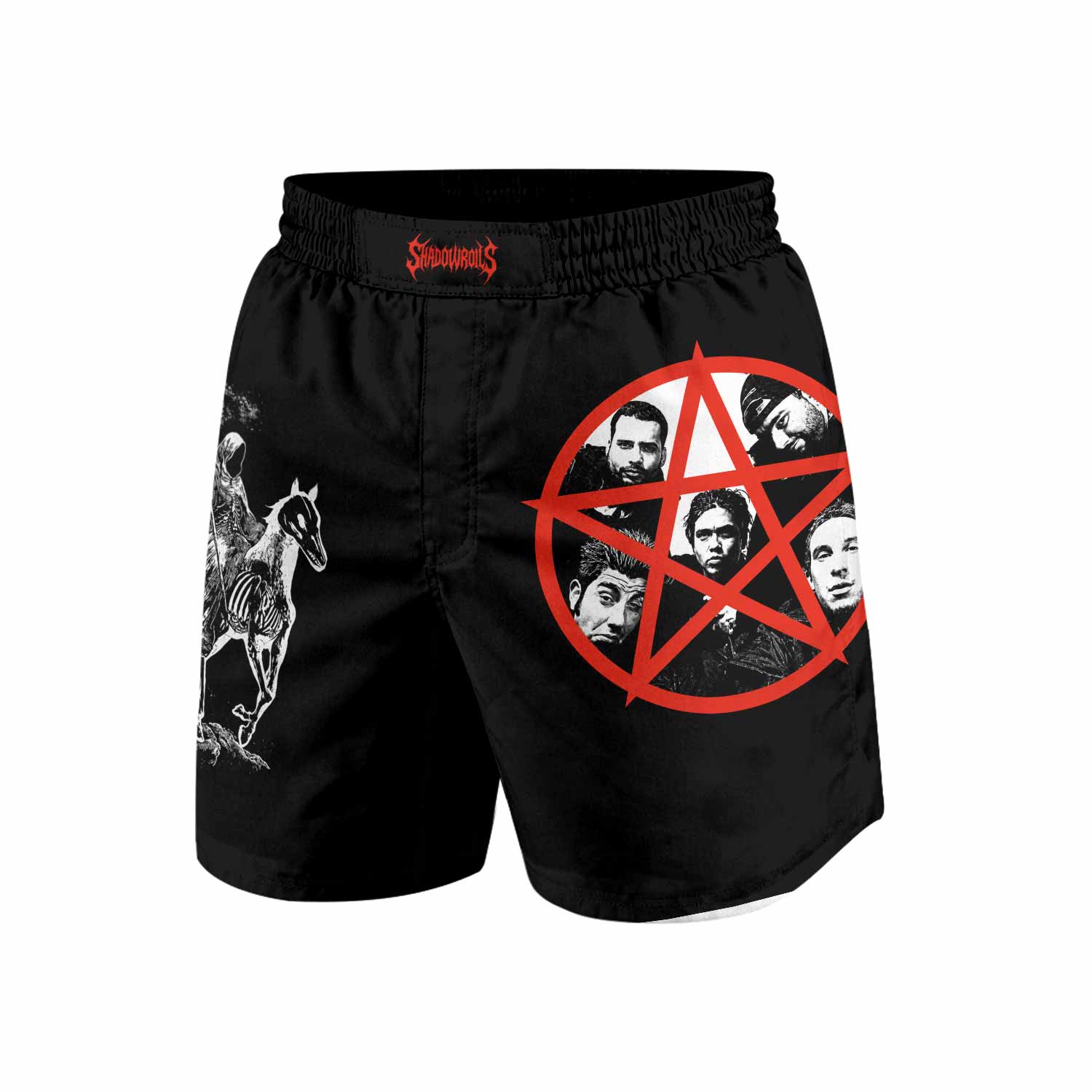 Deftones White Pony Grim Reaper Grappling Shorts - front and back view