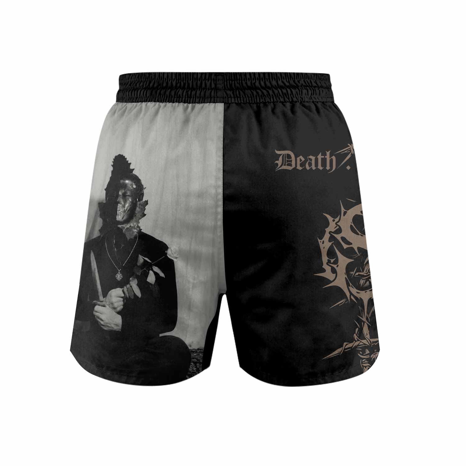 Death in June Ritual Raven Grappling Shorts - front view mockup