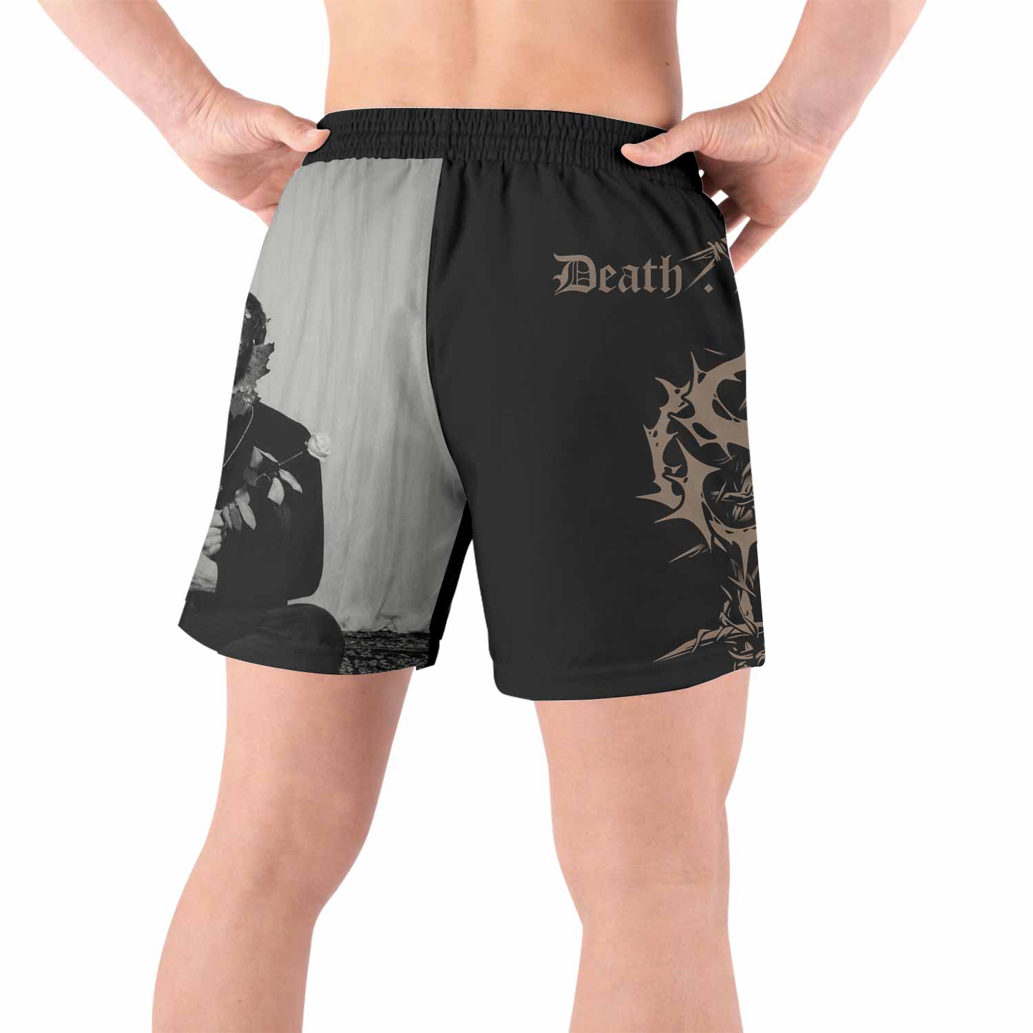 Death in June Ritual Raven Grappling Shorts - front view lifestyle