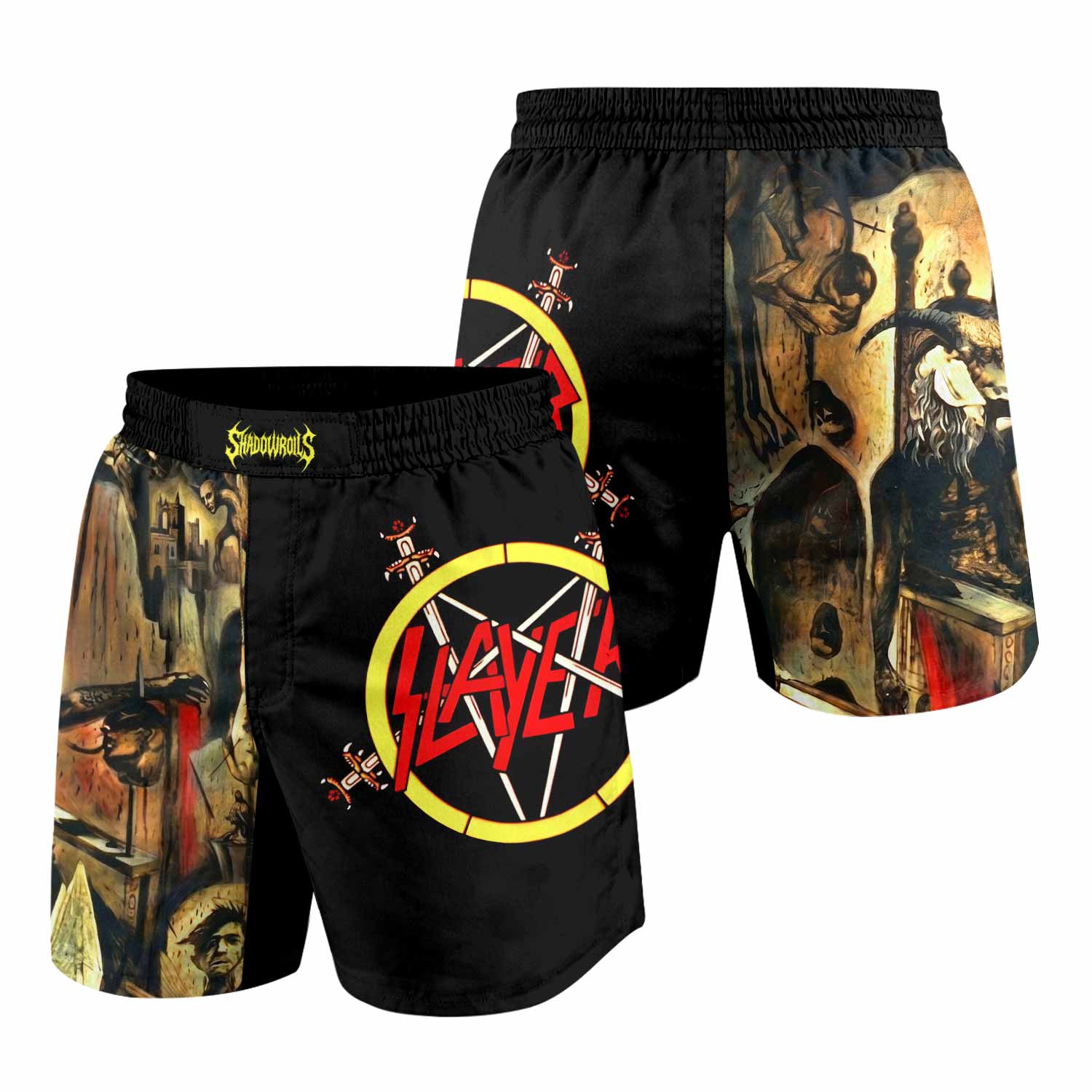 South of Heaven Slayer Grappling Shorts - back view mockup