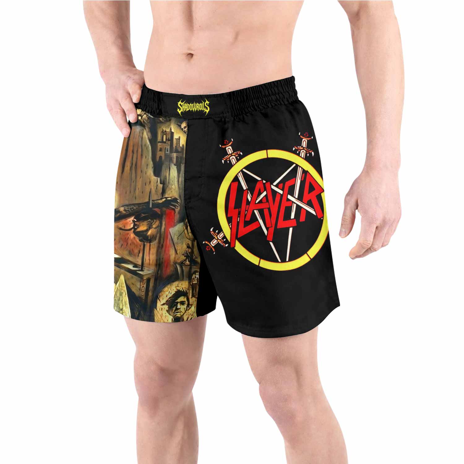 South of Heaven Slayer Grappling Shorts - back view lifestyle