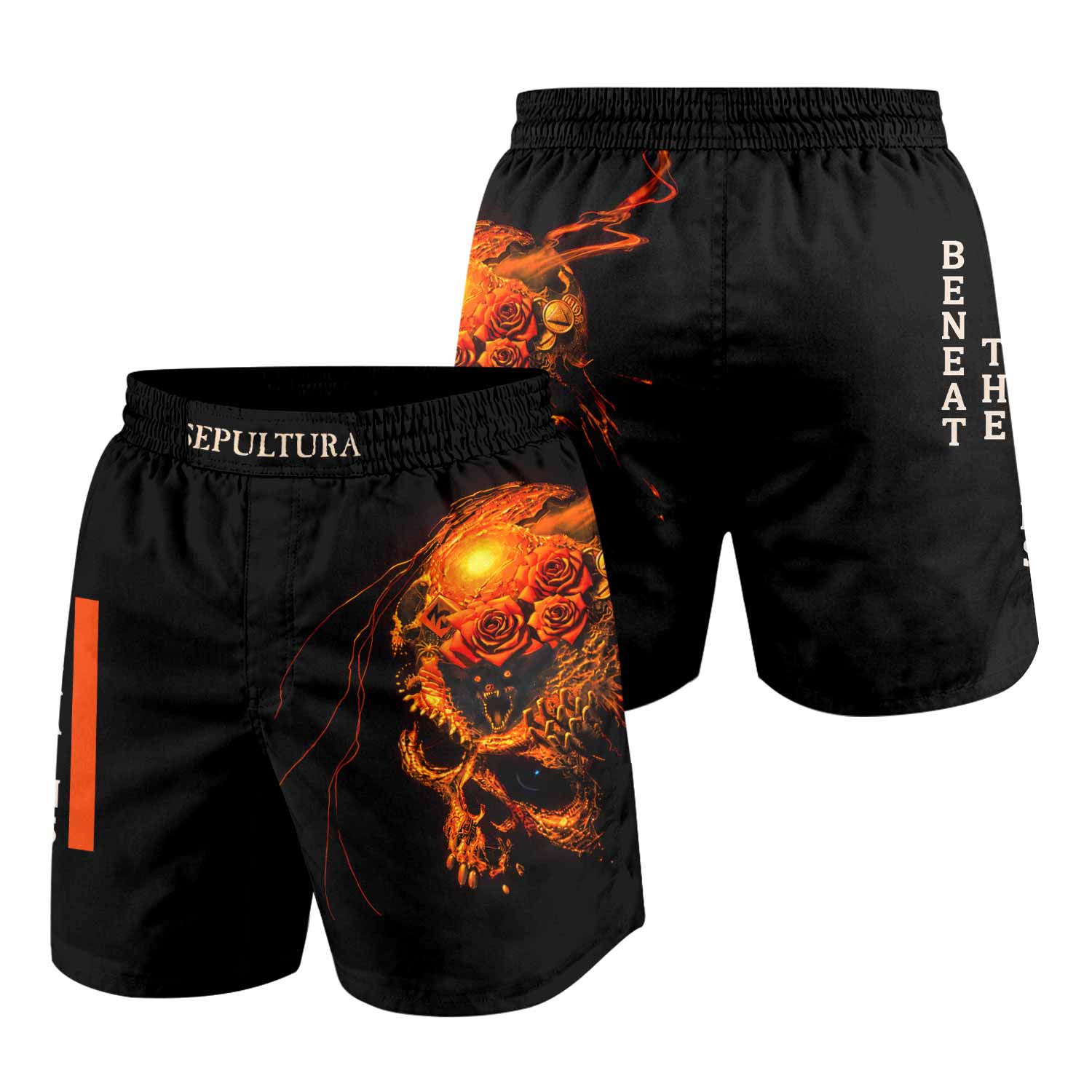 Beneath the Remains Sepultura Grappling Shorts - front and back view