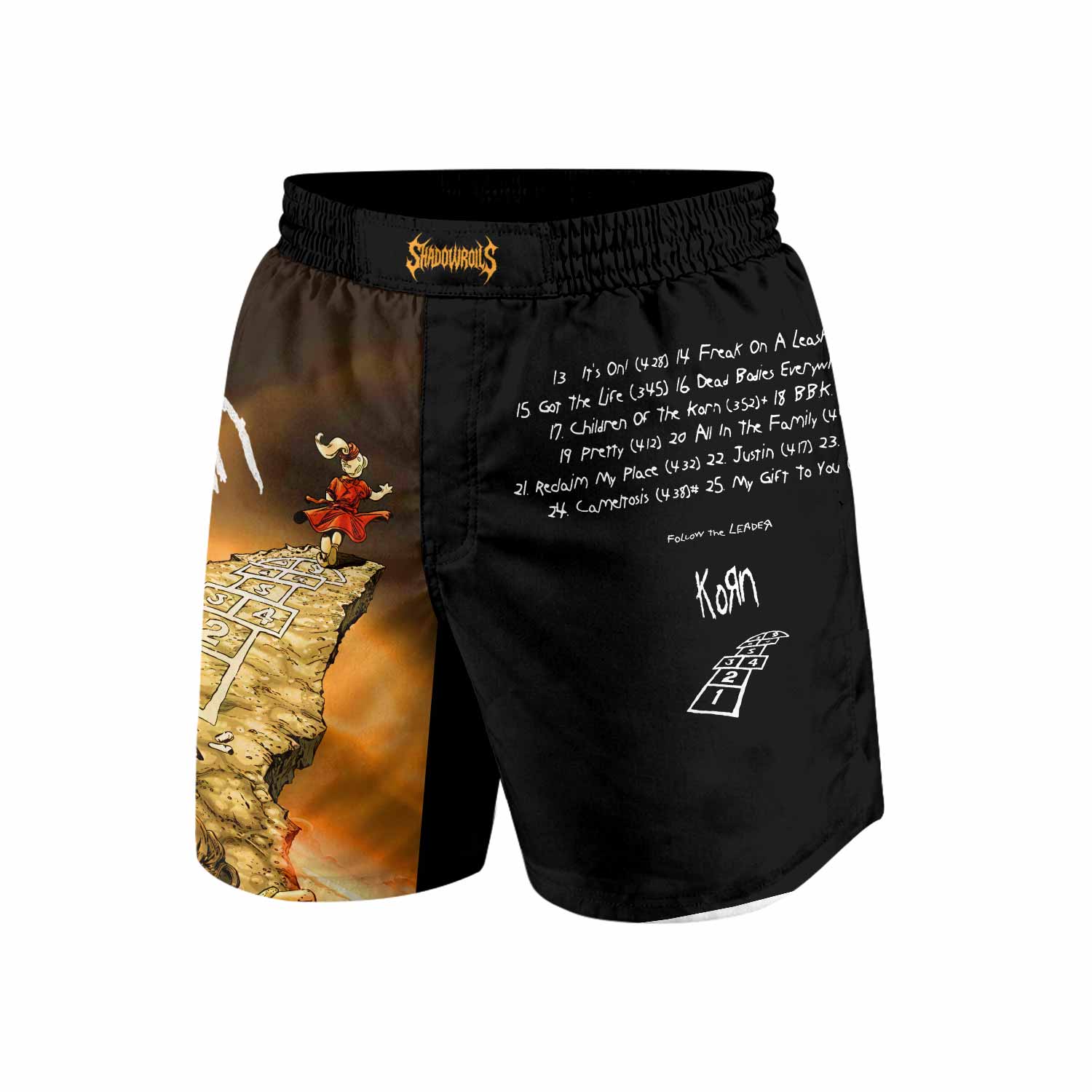Korn Follow the Leader Hopscotch Grappling Shorts - front view mockup
