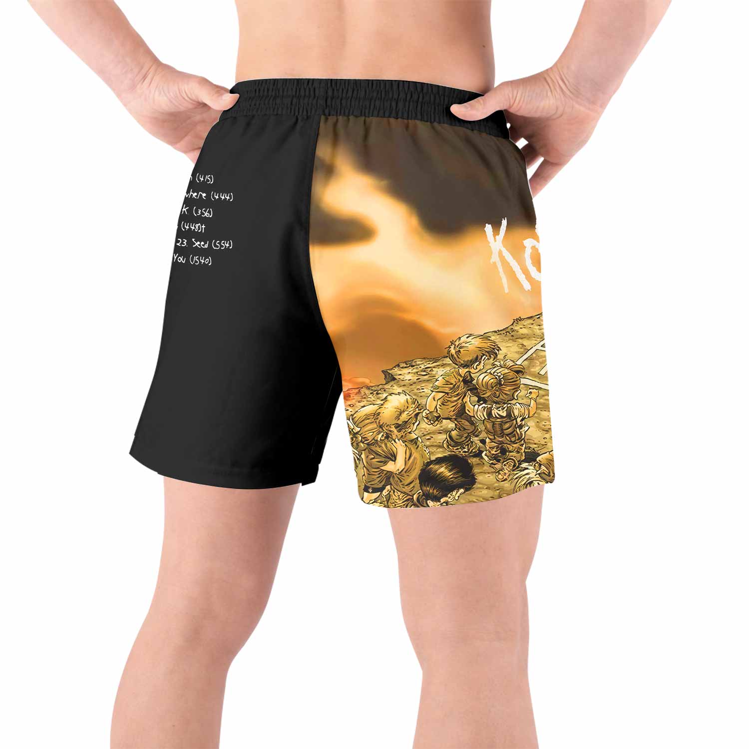 Korn Follow the Leader Hopscotch Grappling Shorts - back view lifestyle
